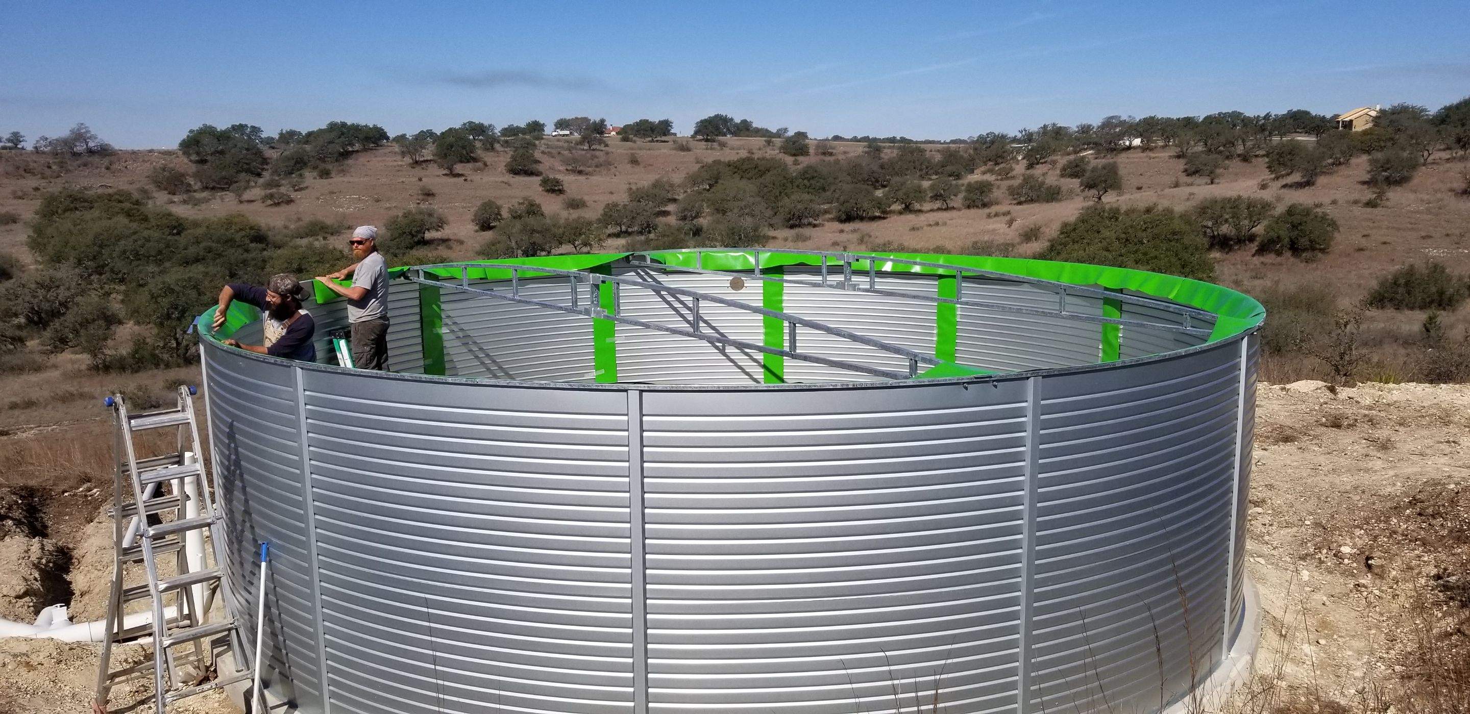 One 29,000gal and one 16,000gal tank by Cqure Water