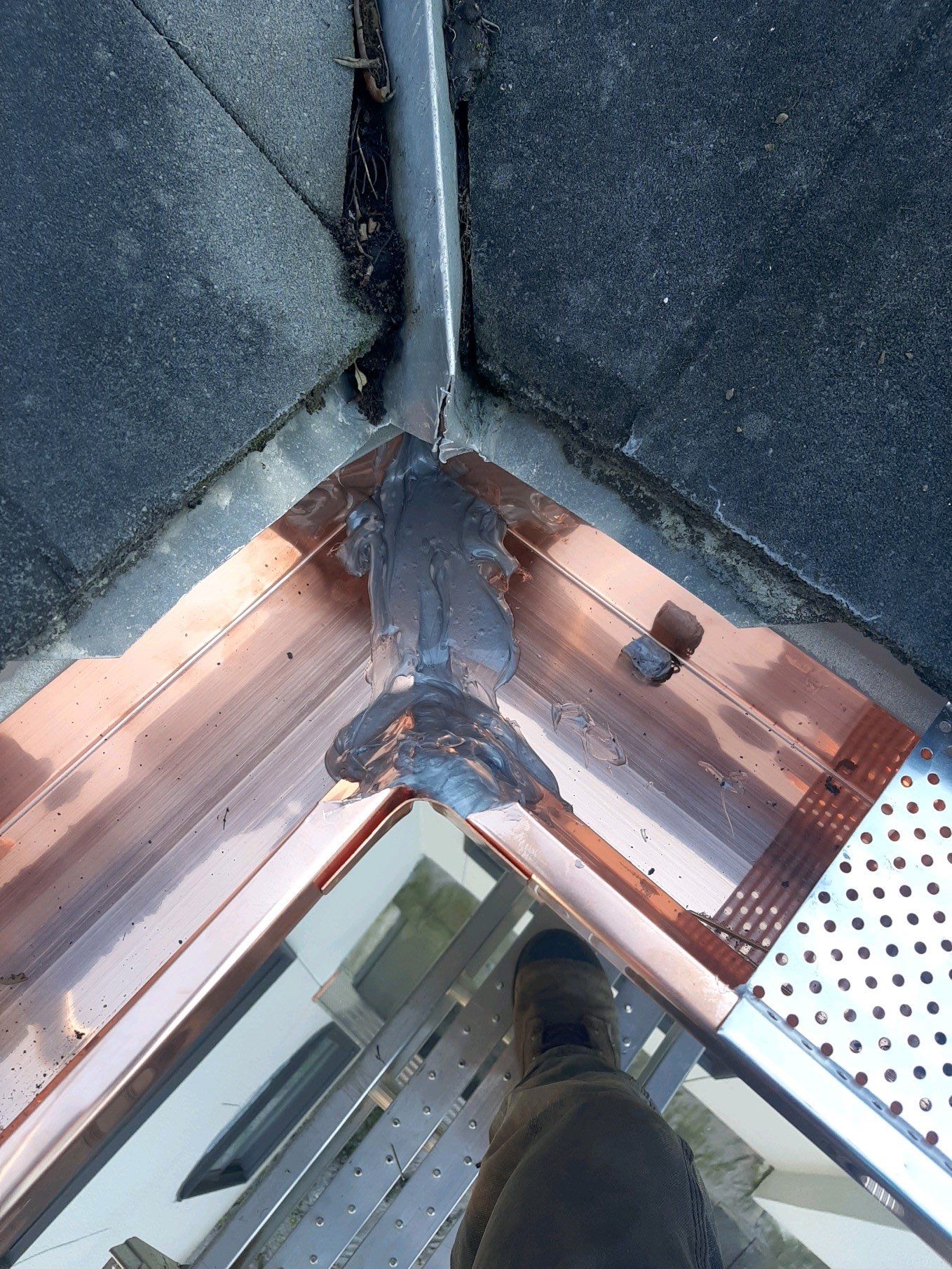 Seamless Gutter Installation Using Copper K- Style Gutters by Gutter Professors