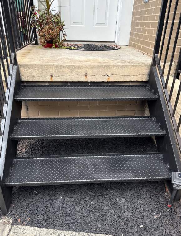 Black Metal Diamond Plate Staircase Restoration in Washington, DC by Capitol Iron Works
