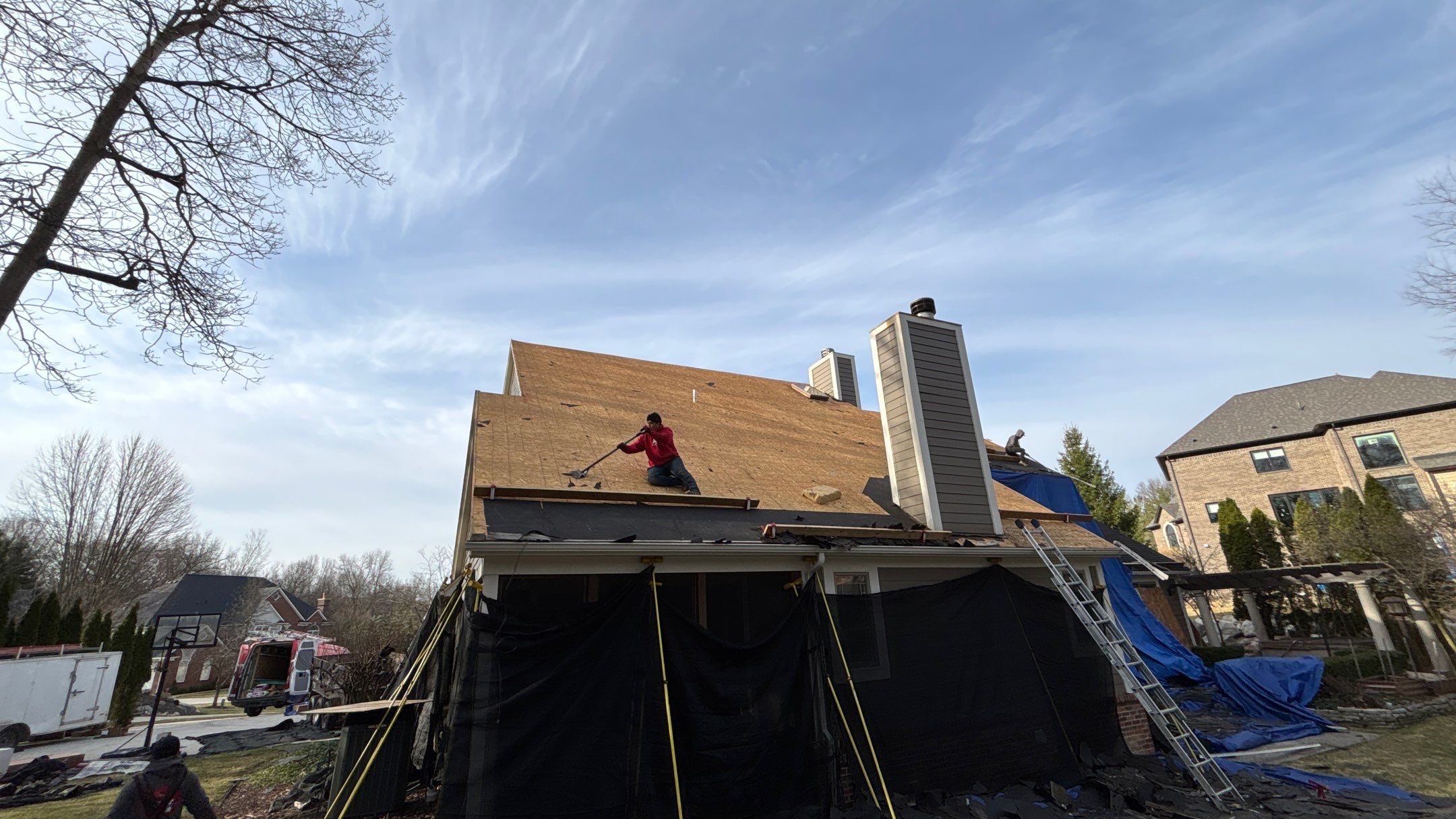 Roof Replacement using CertainTeed Landmark Moire Black by 180 Contractors