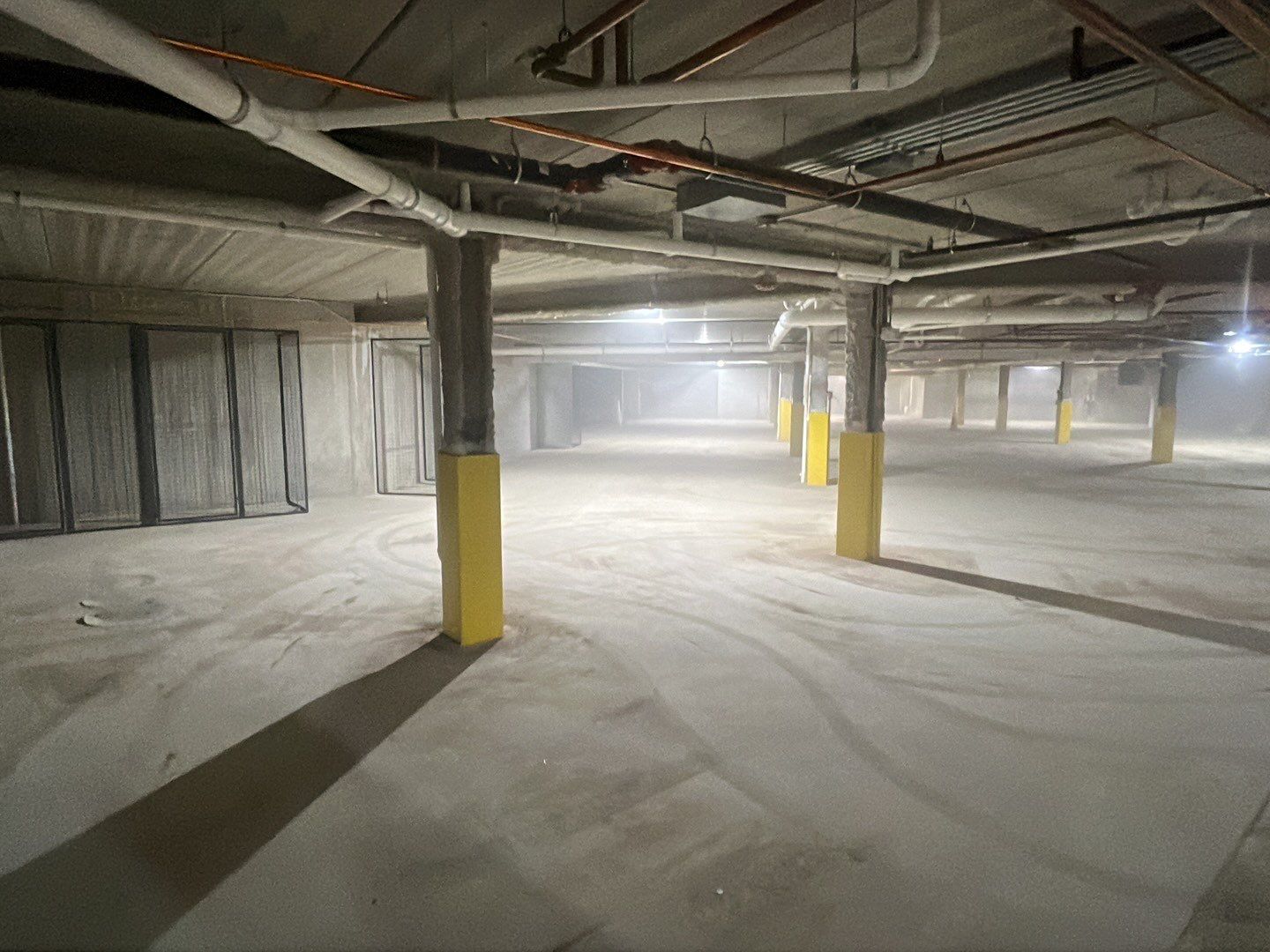 Parking garage post construction cleanup by Northern Power Washing LLC.
