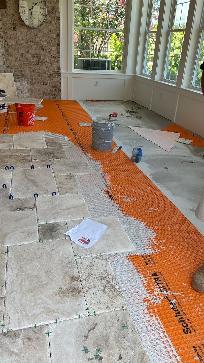 Travertine tile four season room by Footprints Floors of Nashville