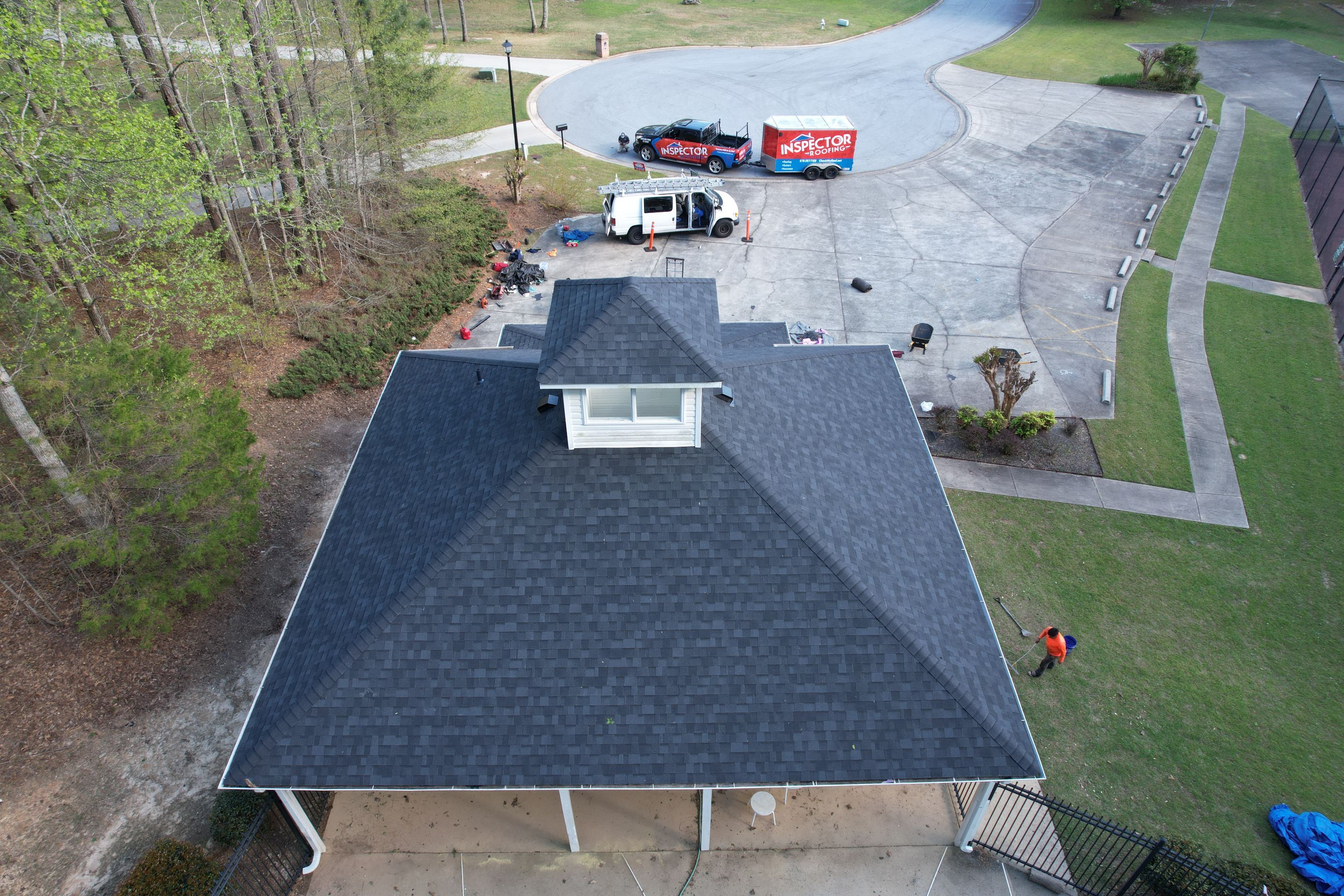 Pool House Roof Replacement using Owens Corning Onyx Black by Inspector Roofing and Restoration