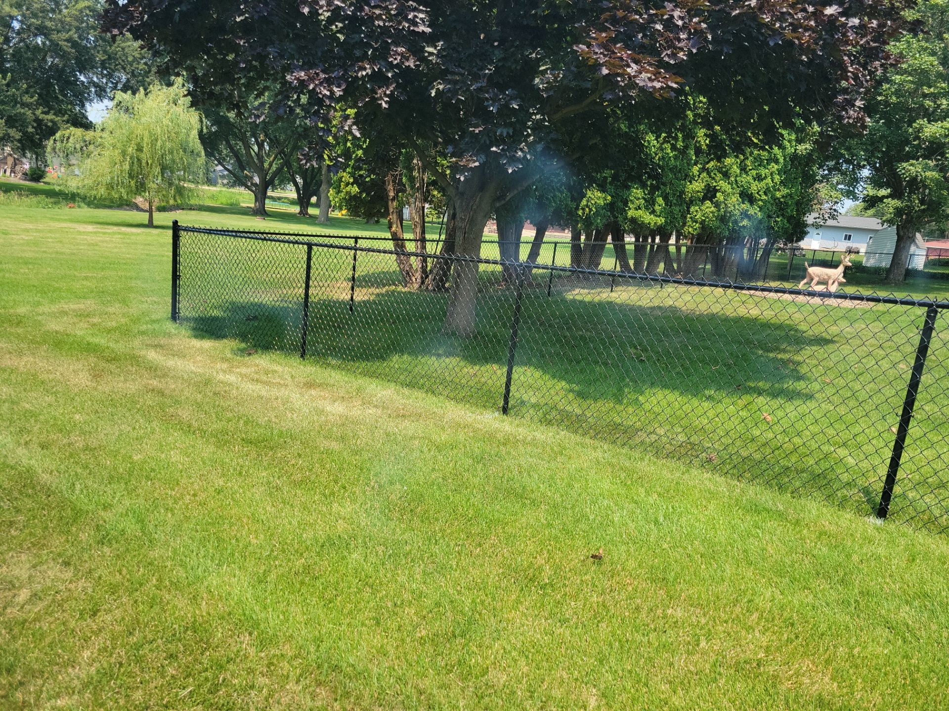 Black Vinyl-Coated Chain Link Fence Installation in New Hampton by Perfect Picket Fence and Stain