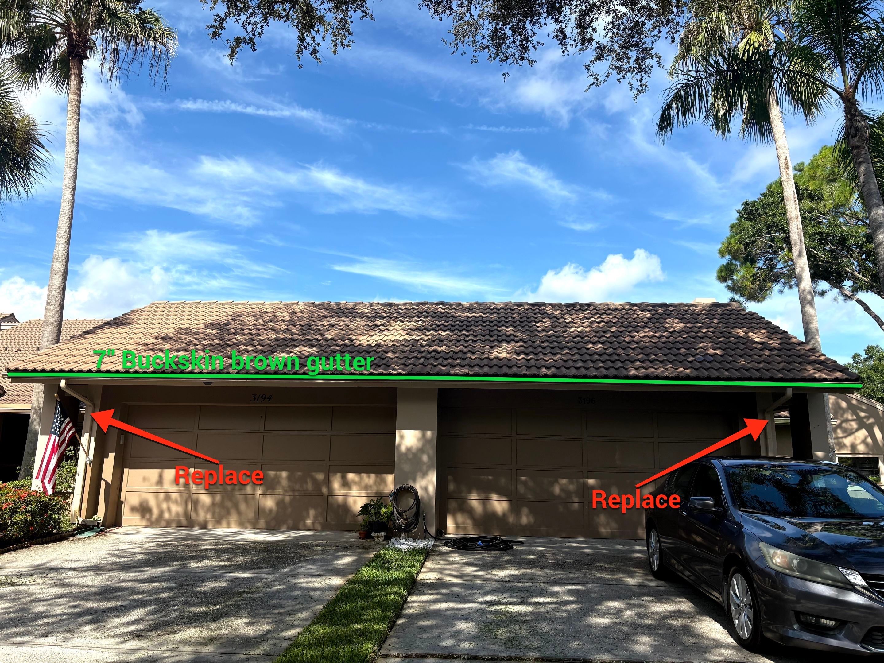 Replace gutter using Gutter Guards, Seamless Gutters, New Downspouts in Palm Harbor FL by Gutter Professors