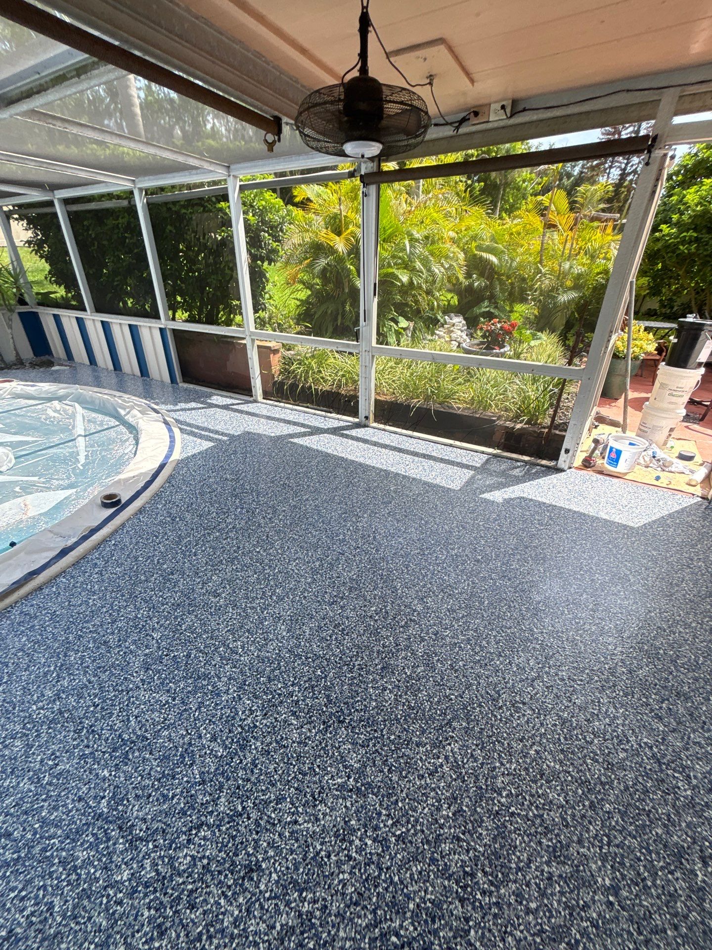 Lake Wales Pool Deck Concrete Coating with Orbit Flake by Performance Floors & Coating