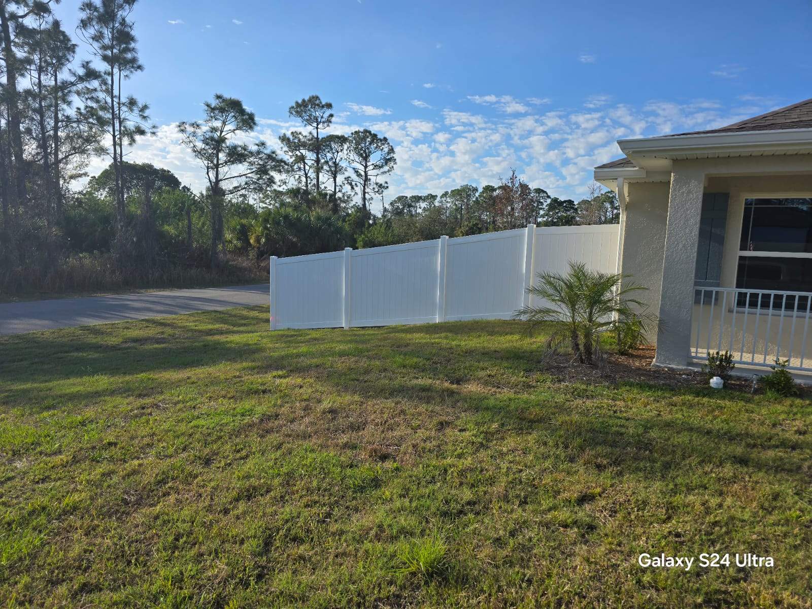 Residential White Vinyl Privacy Fence Installation in North Port by True Fence LLC