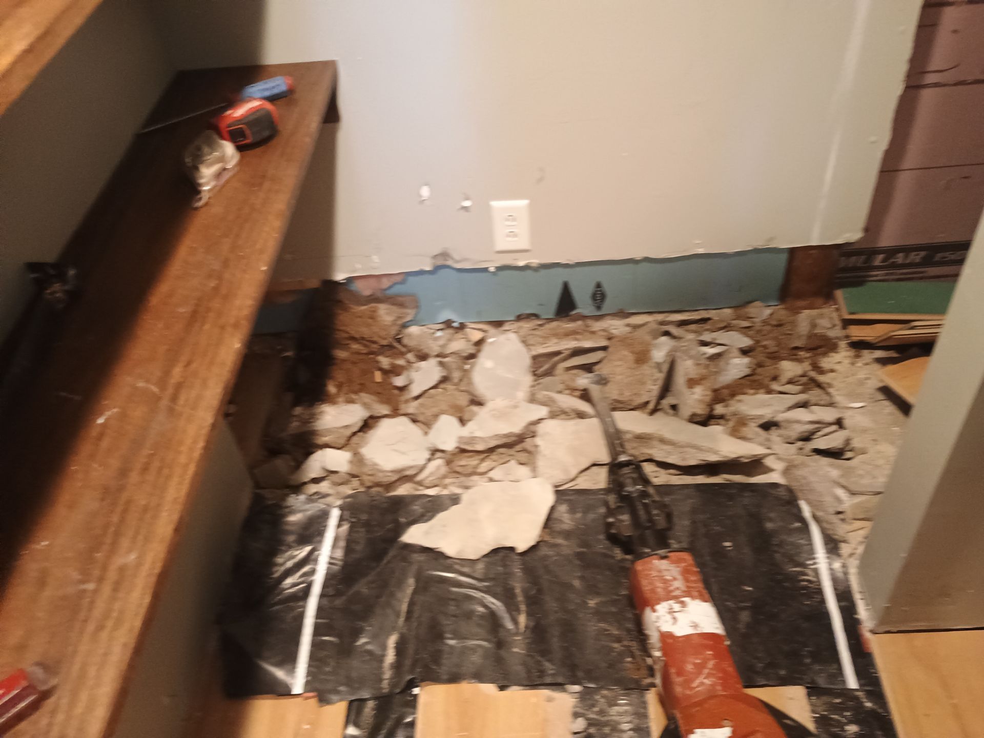 Interior Drain Tile in a Finished South Minneapolis Basement by Waterproofing Northeast