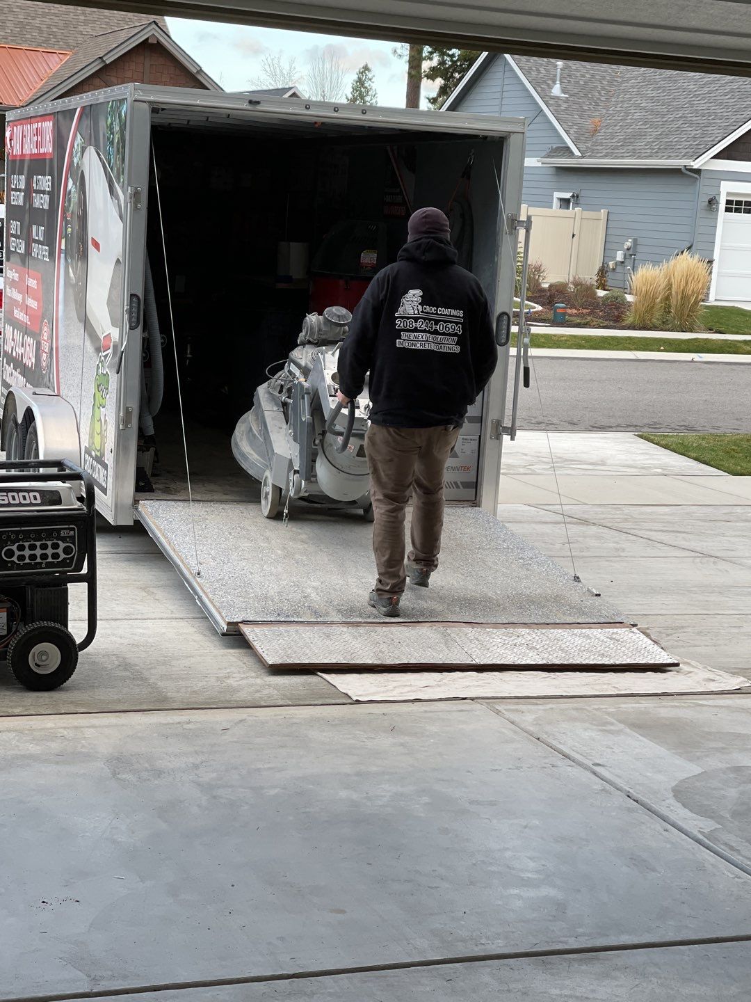 Garage Transformation using Pebble Beach by Croc Coatings, LLC