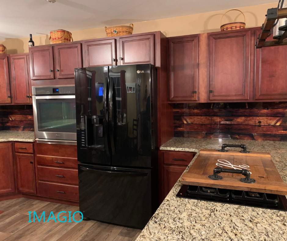 IMAGIO Nailed Oak Solid Glass Kitchen Backsplash by IMAGIO