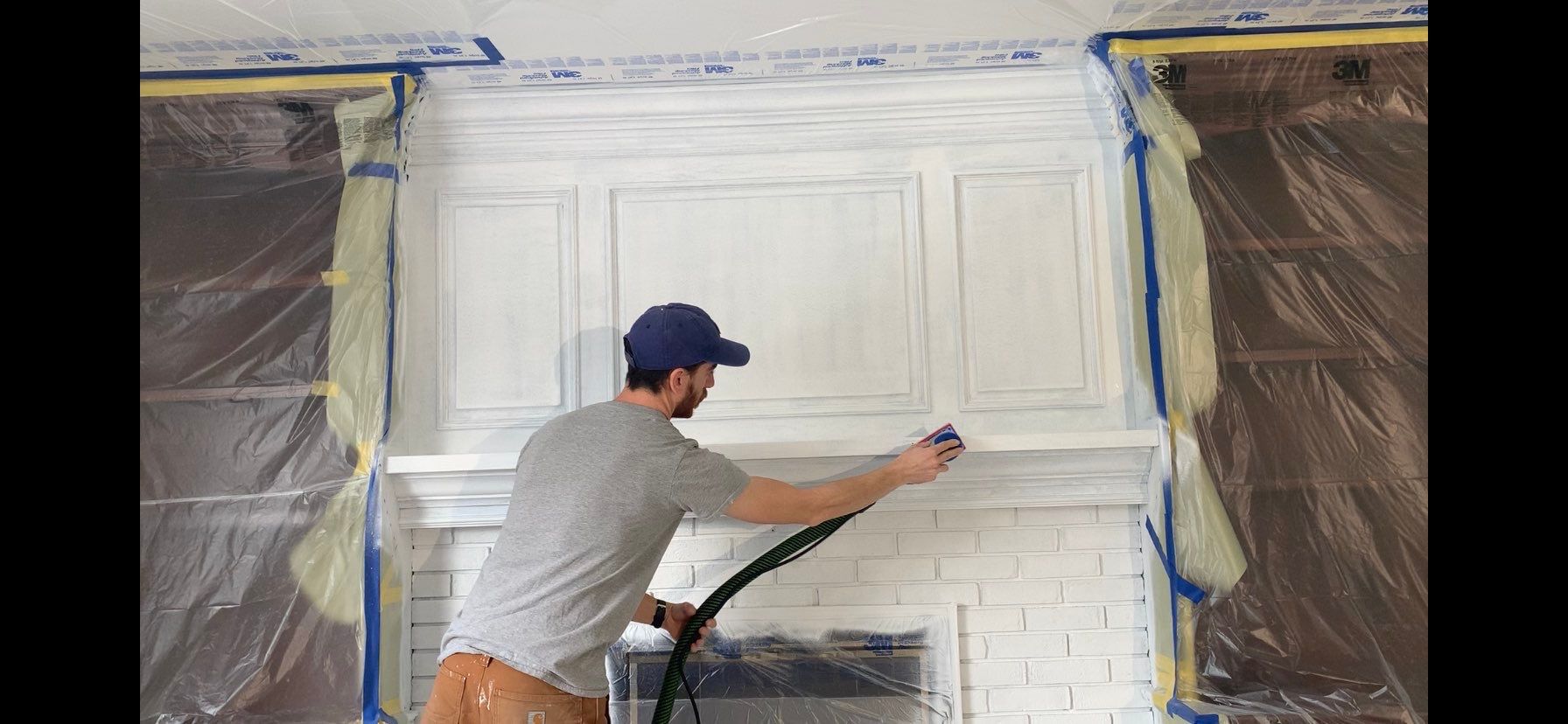 Fireplace/Mantle and Painting Stenciled Walls by Empire Painting Services, LLC