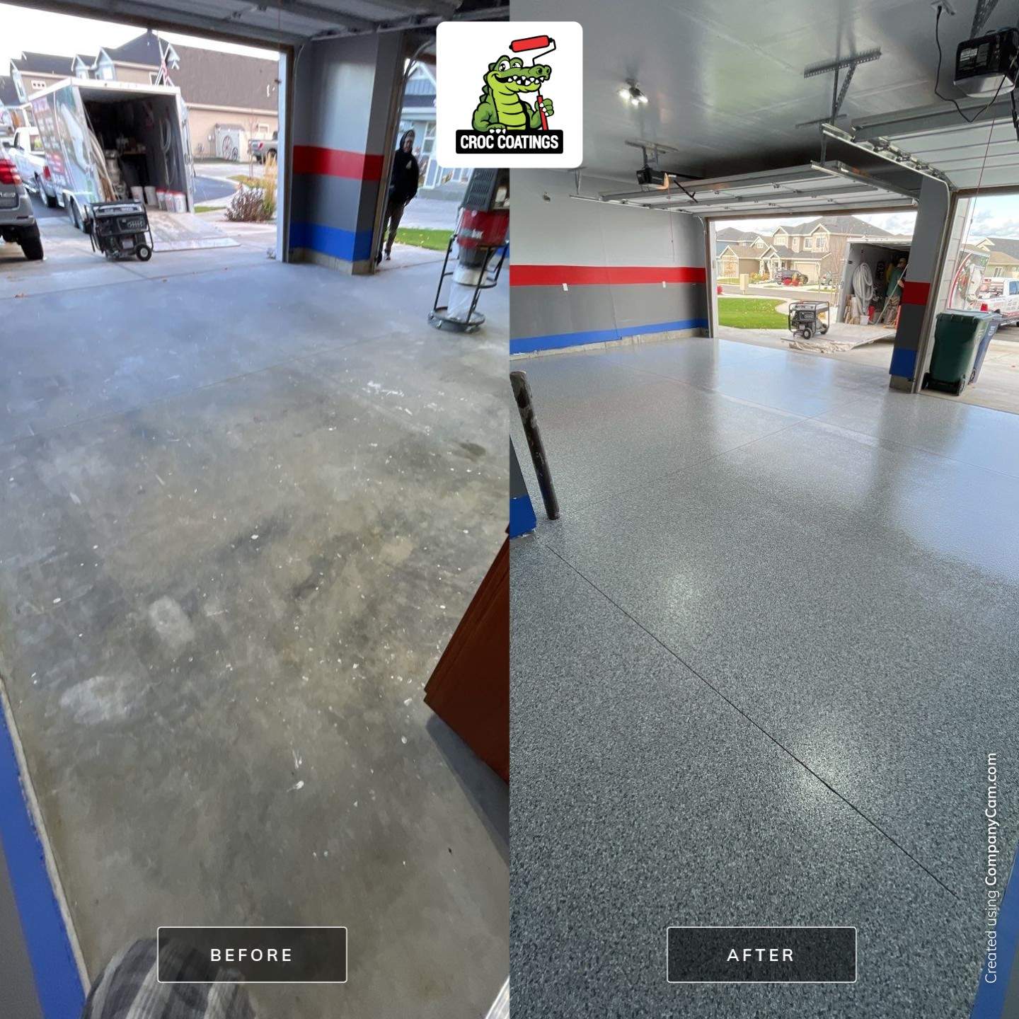 Garage Transformation using Slate Stone by Croc Coatings, LLC