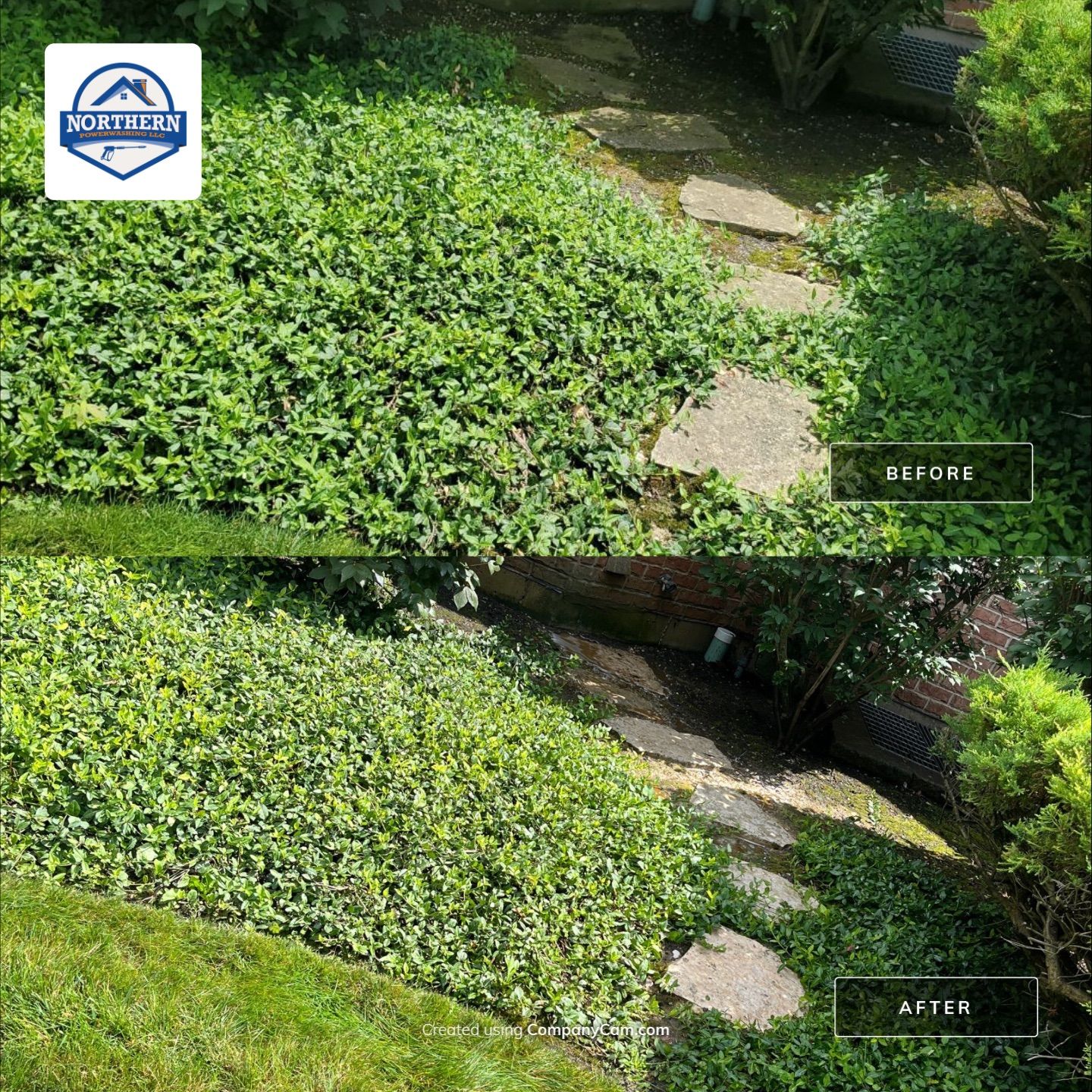 natural stone using Algaecide, soft wash soap by Northern Power Washing LLC.