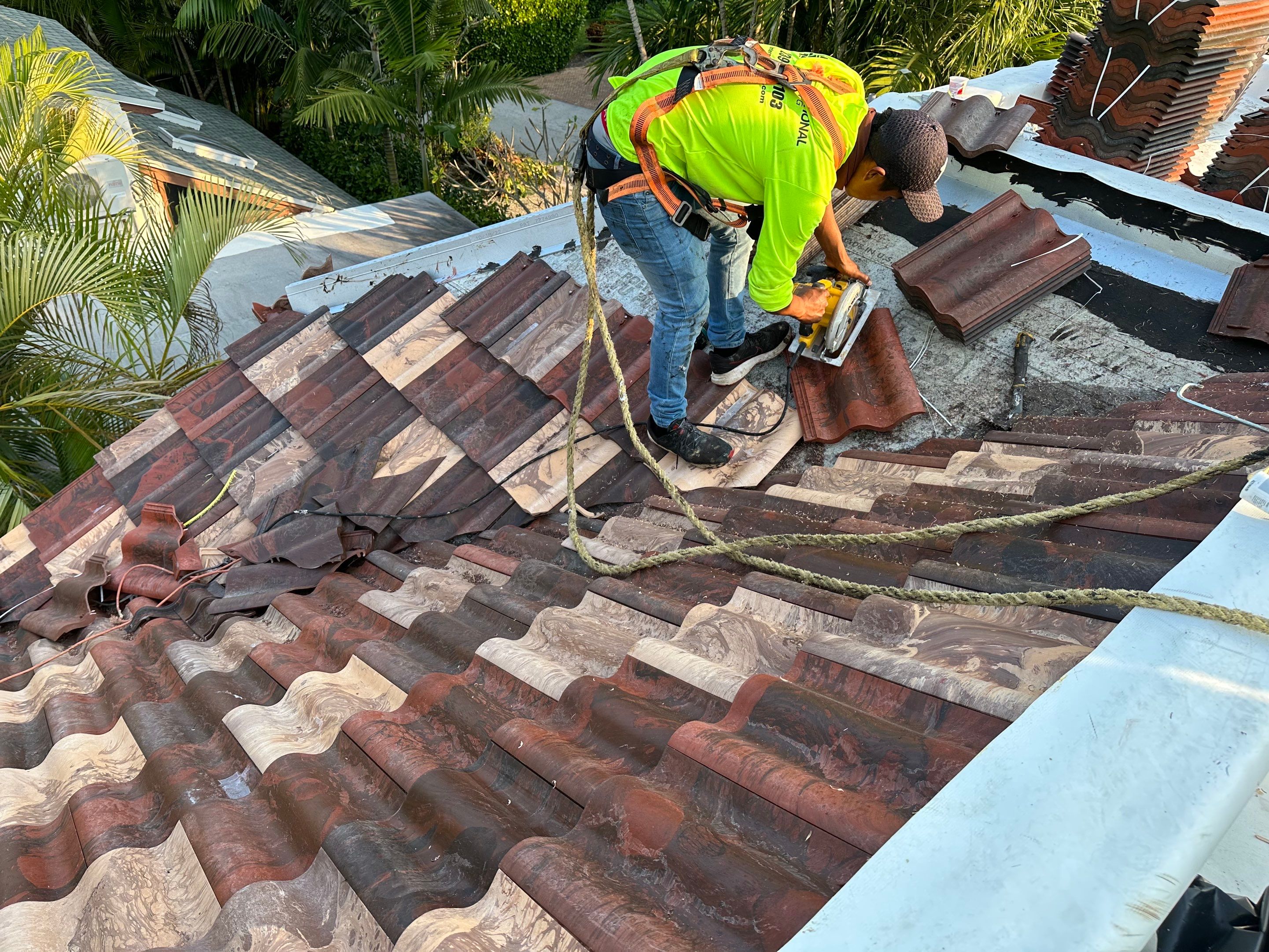 Residential Brava Spanish Tile Install in Coral Gables Miami Florida by International Roofing