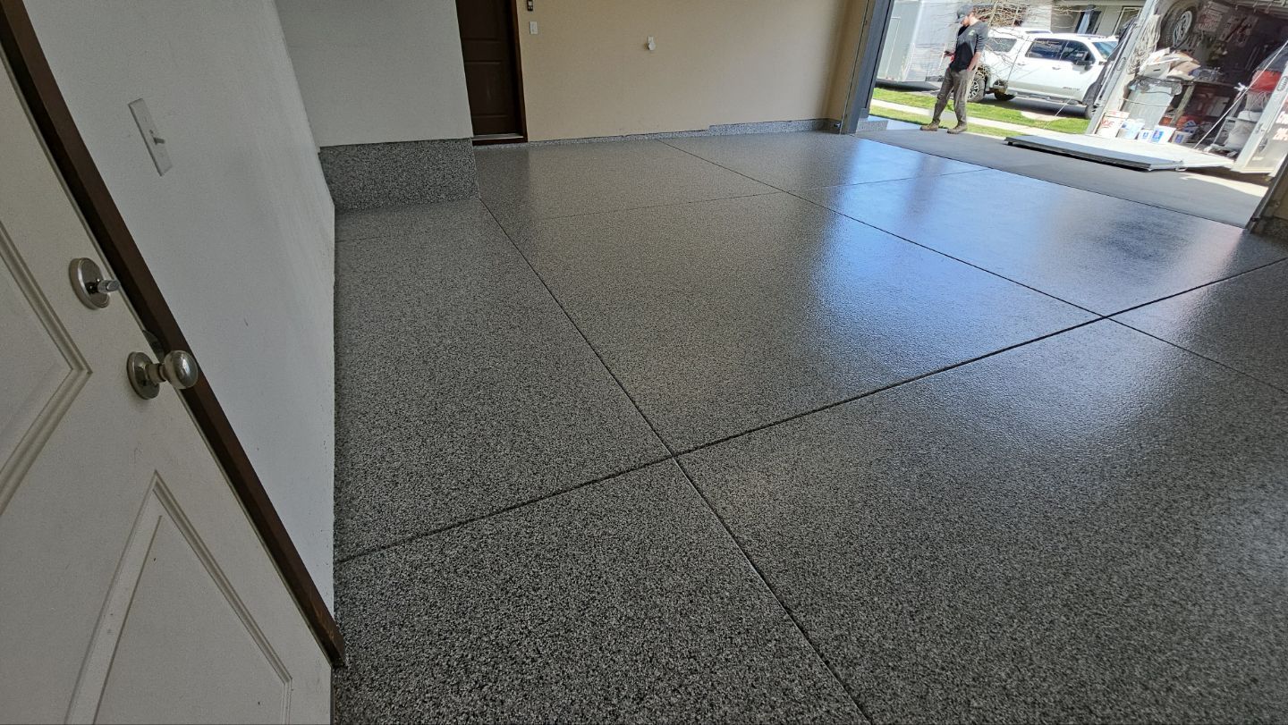 Garage Transformation using Slate Stone by Croc Coatings, LLC