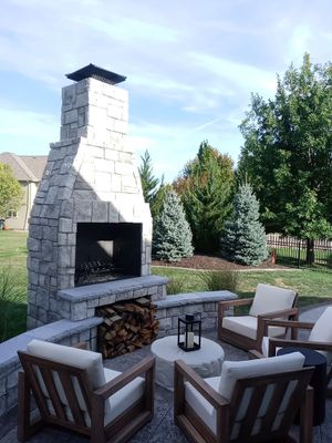 Back Yard Fireplace and Landscape