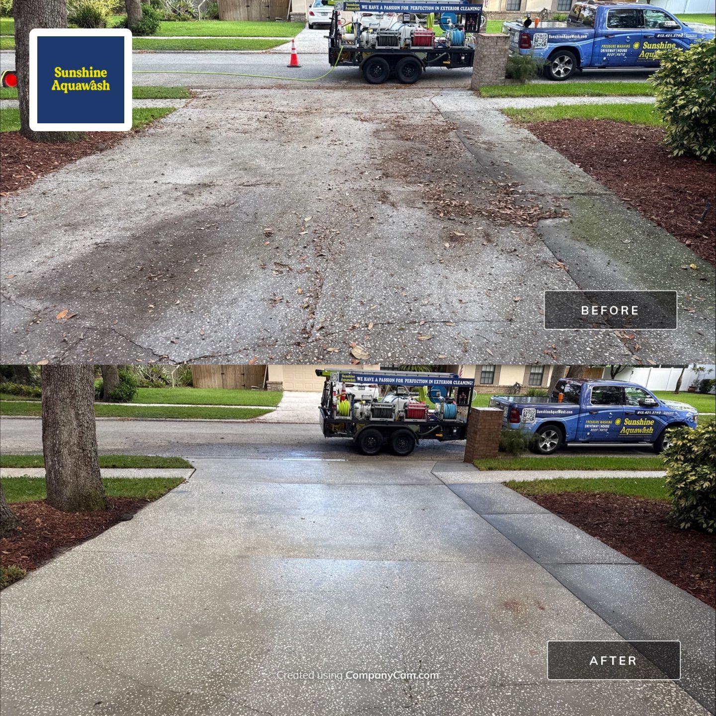 Concrete Driveway & Sidewalk Cleaning in Valrico, FL by Sunshine AquaWash