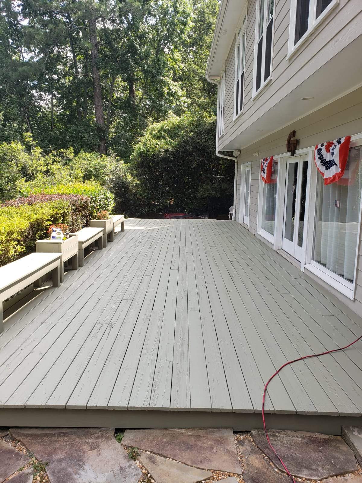 Roswell Deck Restoration Featuring Pressure-Treated Wood and Grey Finish by Swift Home Renovations 