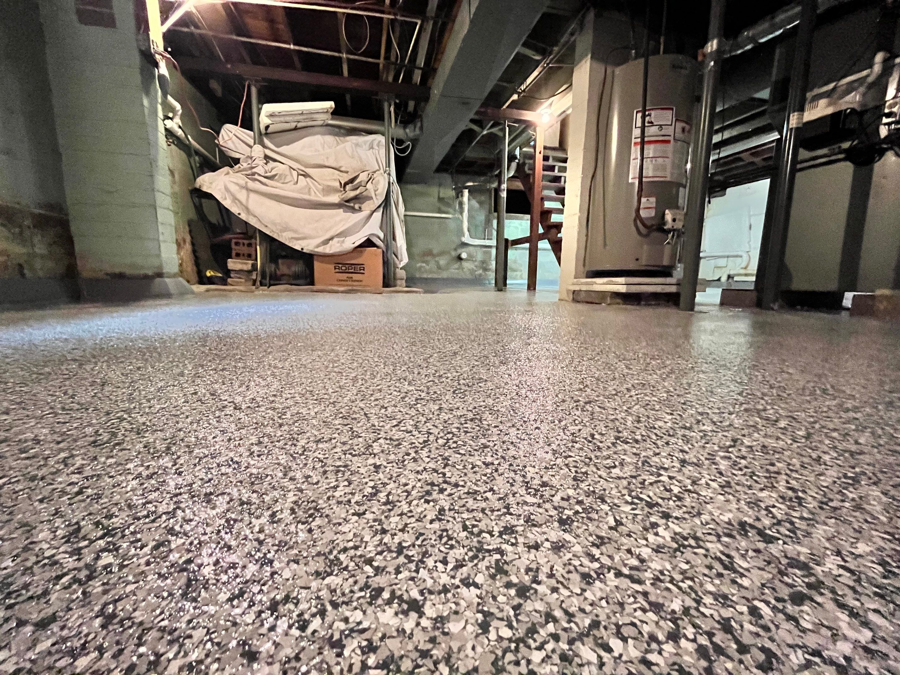 Gravel Flake Basement Floor  by Level 10 Coatings