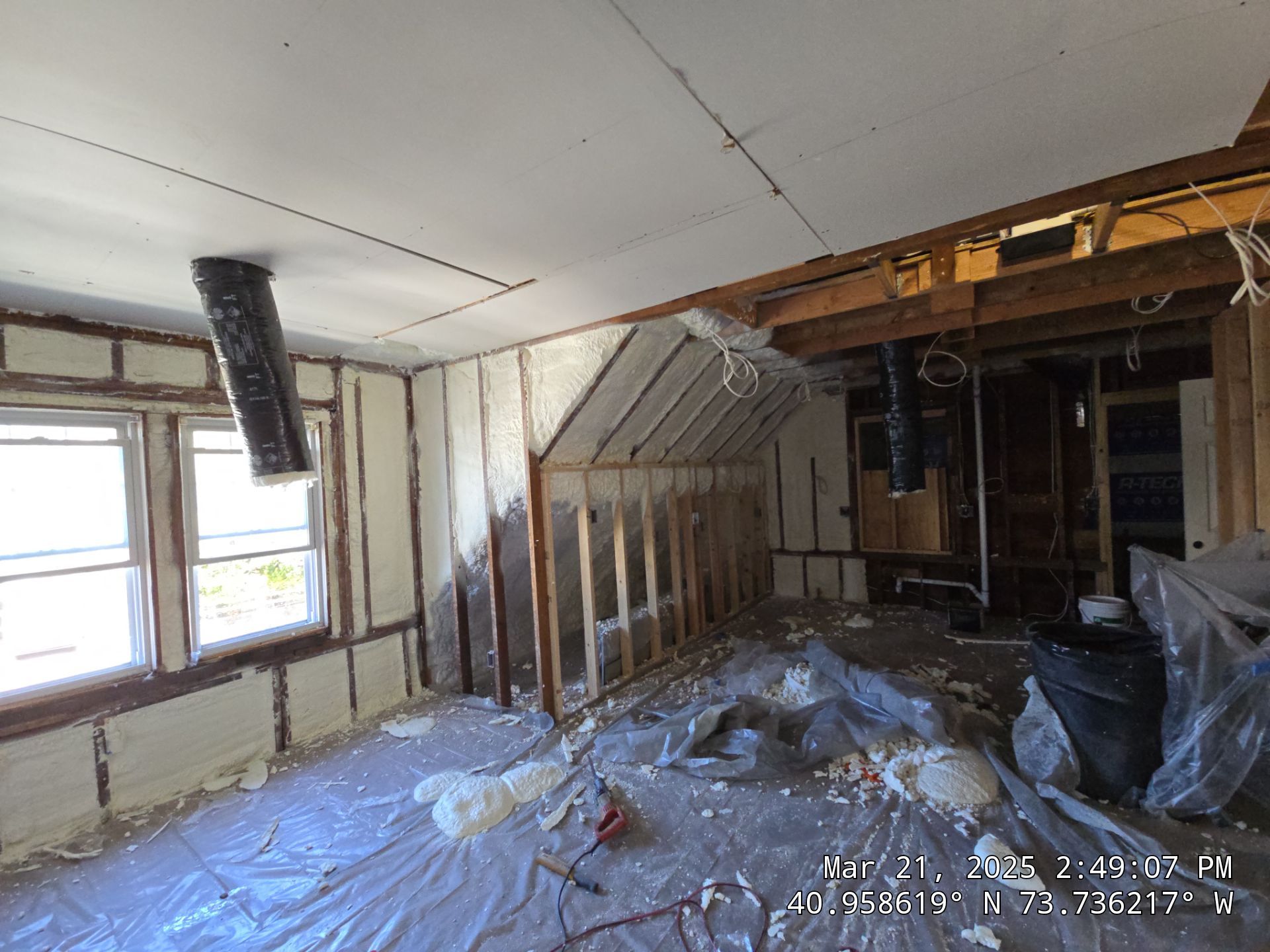 Attic Insulation using open cell spray foam by NYS Foam & Energy