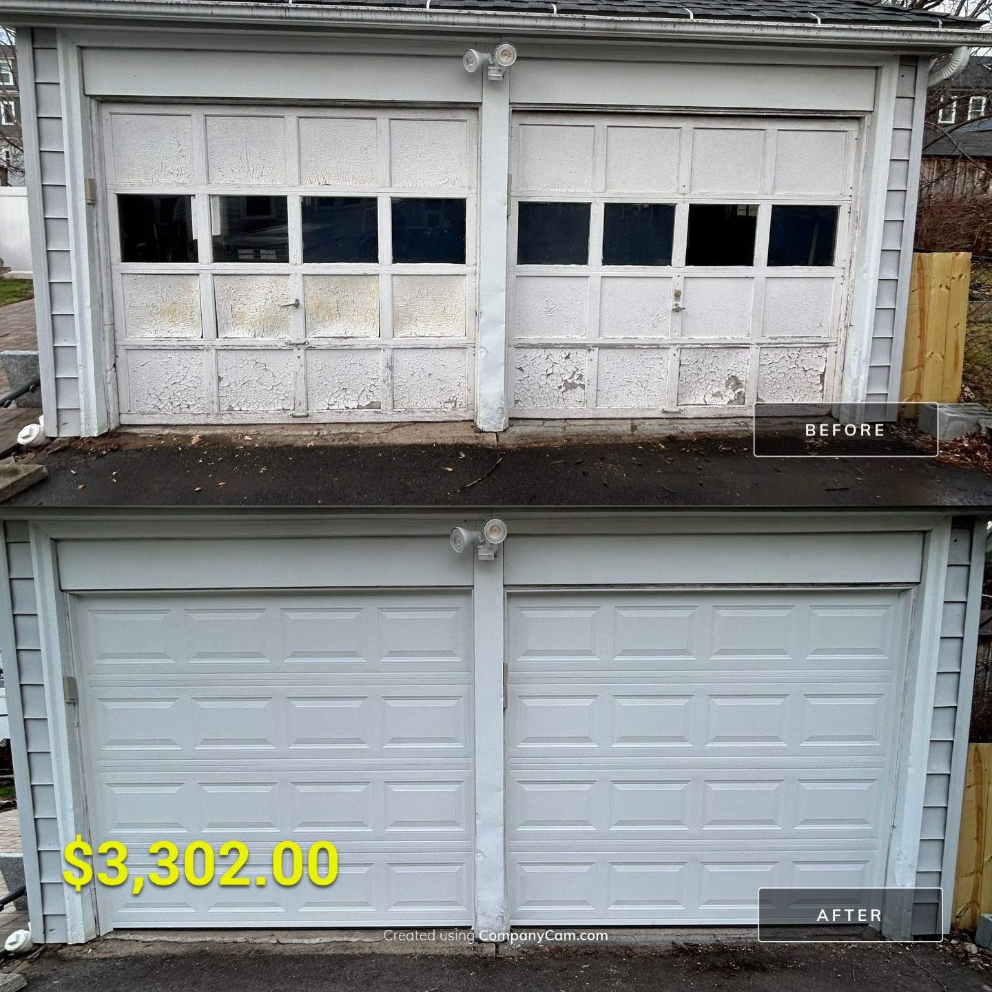 Double Garage Door Upgrade for a Clean, Unified Look by DiGiorgi Roofing and Siding Inc