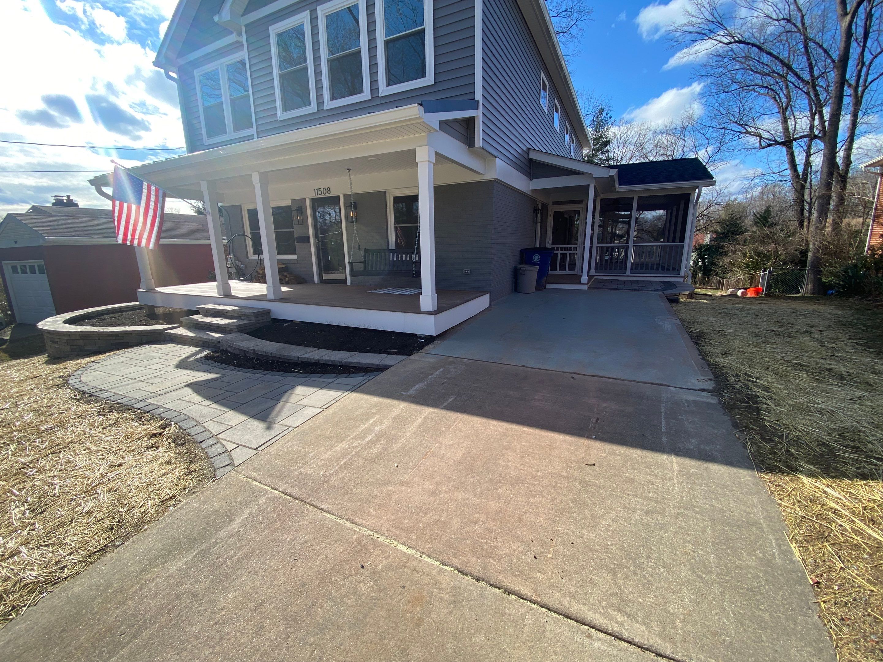 Retaining wall, walkway, small patio and landscape install by The Smet Companies, LLC