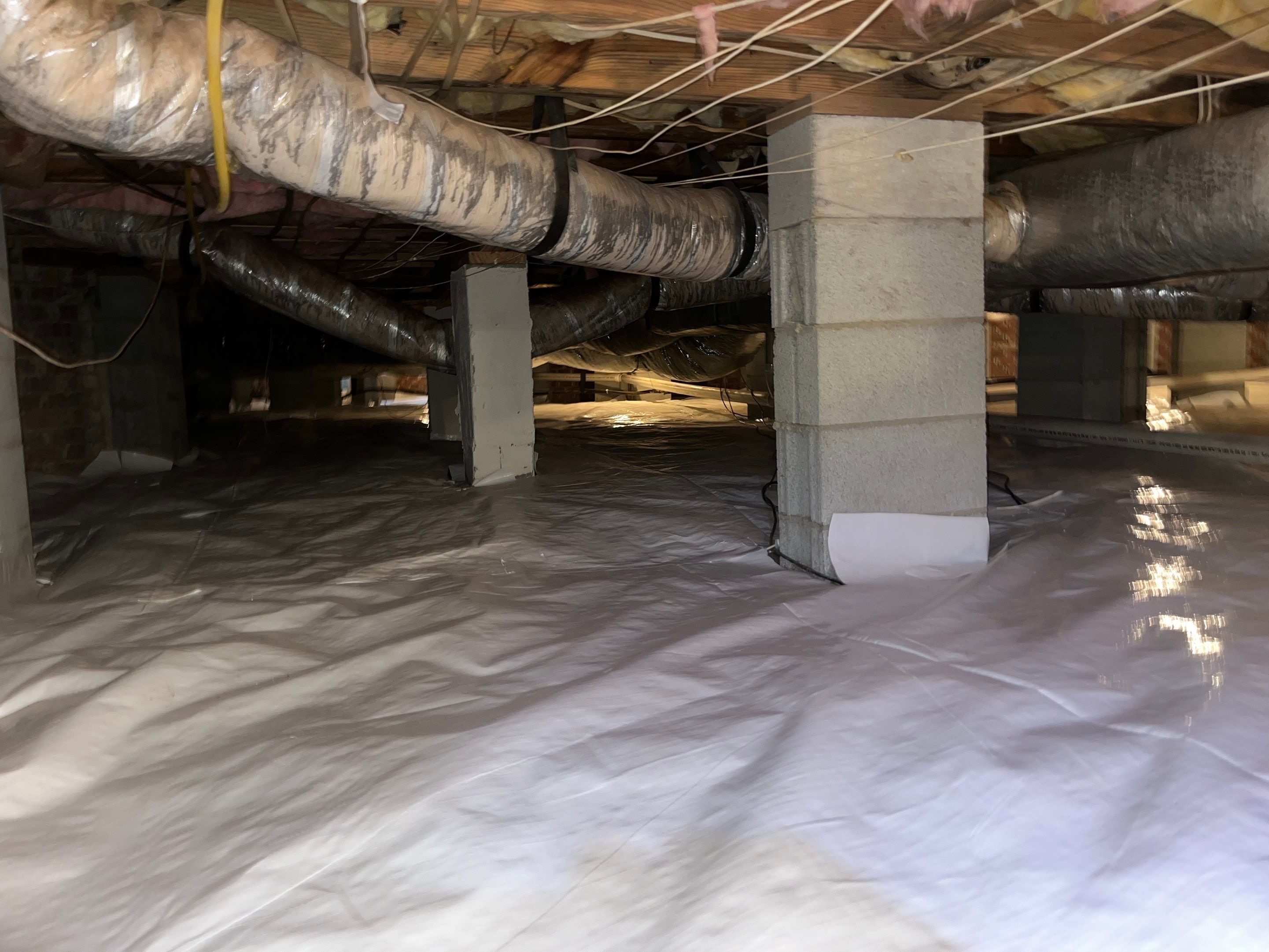 Dehumidifier and Moisture Barrier install with Structural repairs. by Impact Crawlspace