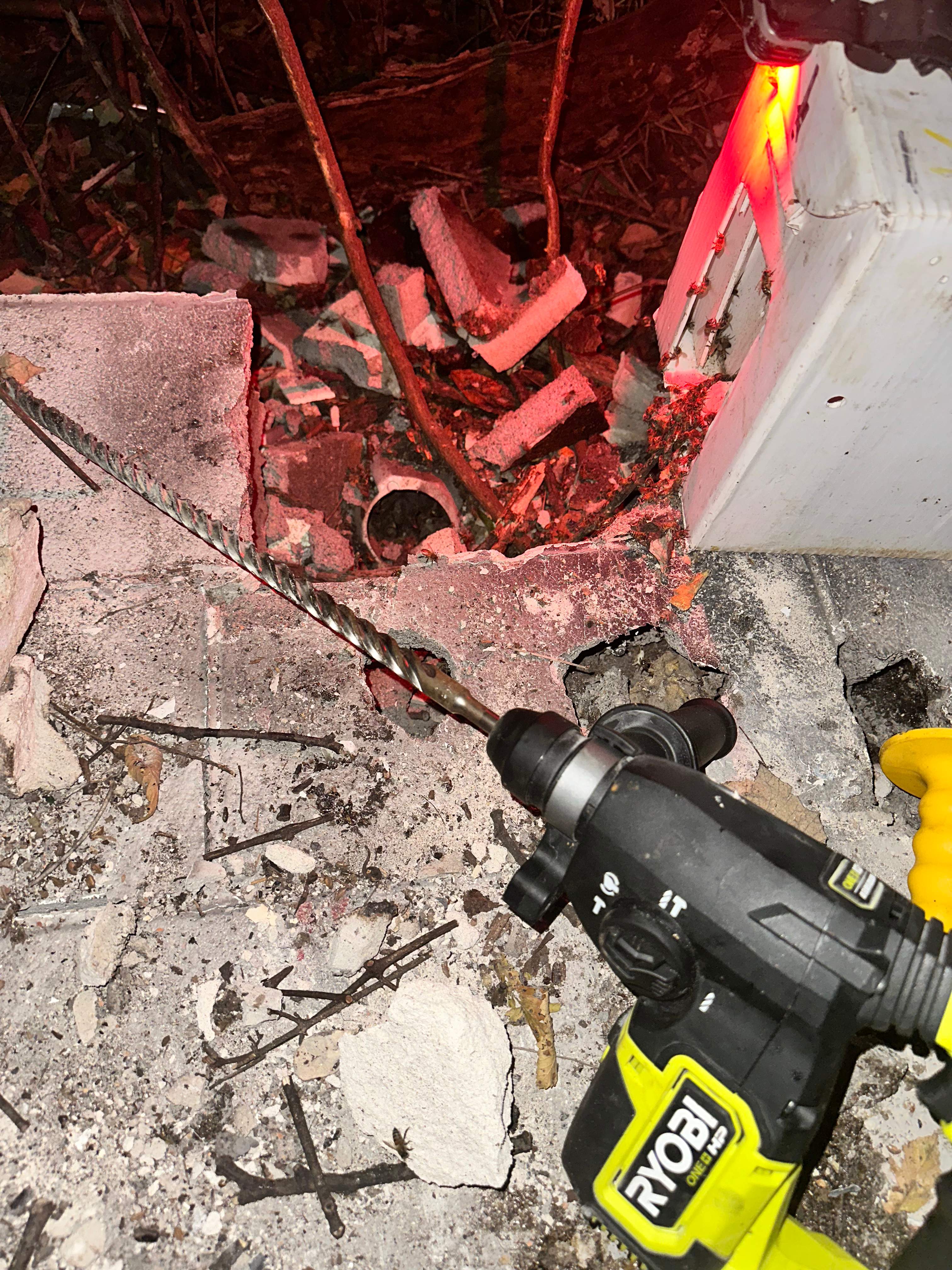 Demoed Cinderblock Wall by Rockwall Honey Bee Company