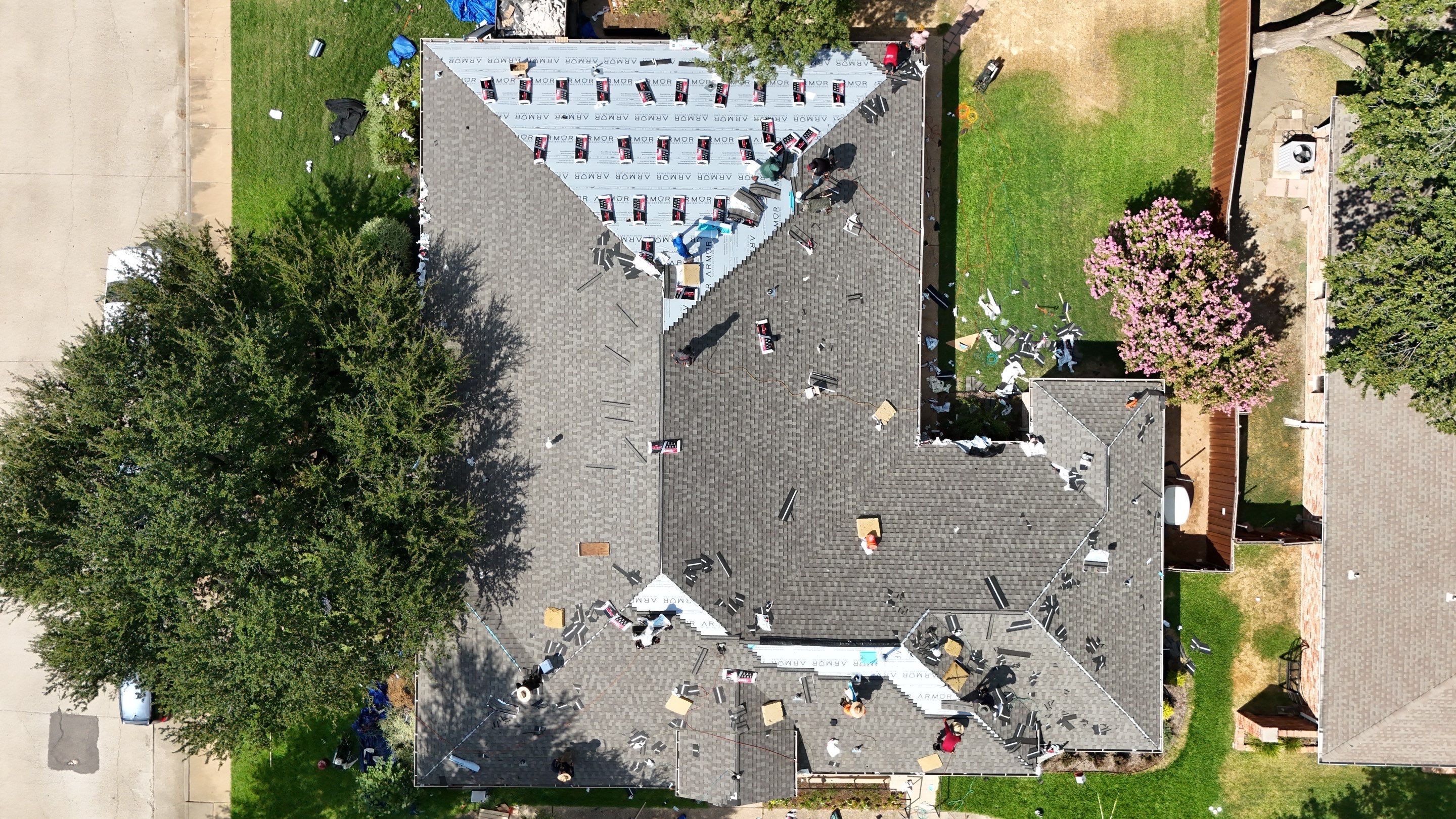 Full Roof Replacement in Dallas Featuring Tamko Titan Weathered Wood Shingles by Armor Roofing | Exteriors