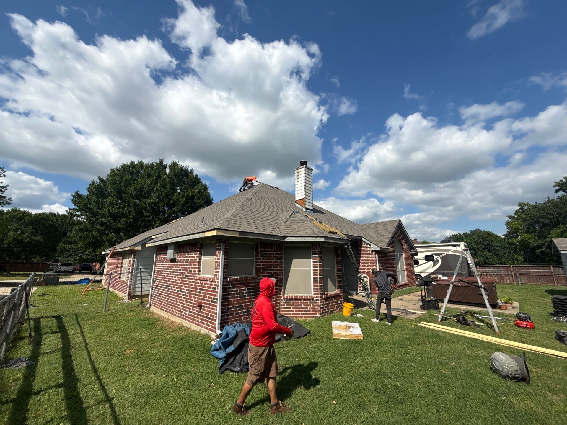 Residential Roof Replacement with IKO Cambridge Shingles in Shady Shores by First Out Roofing 