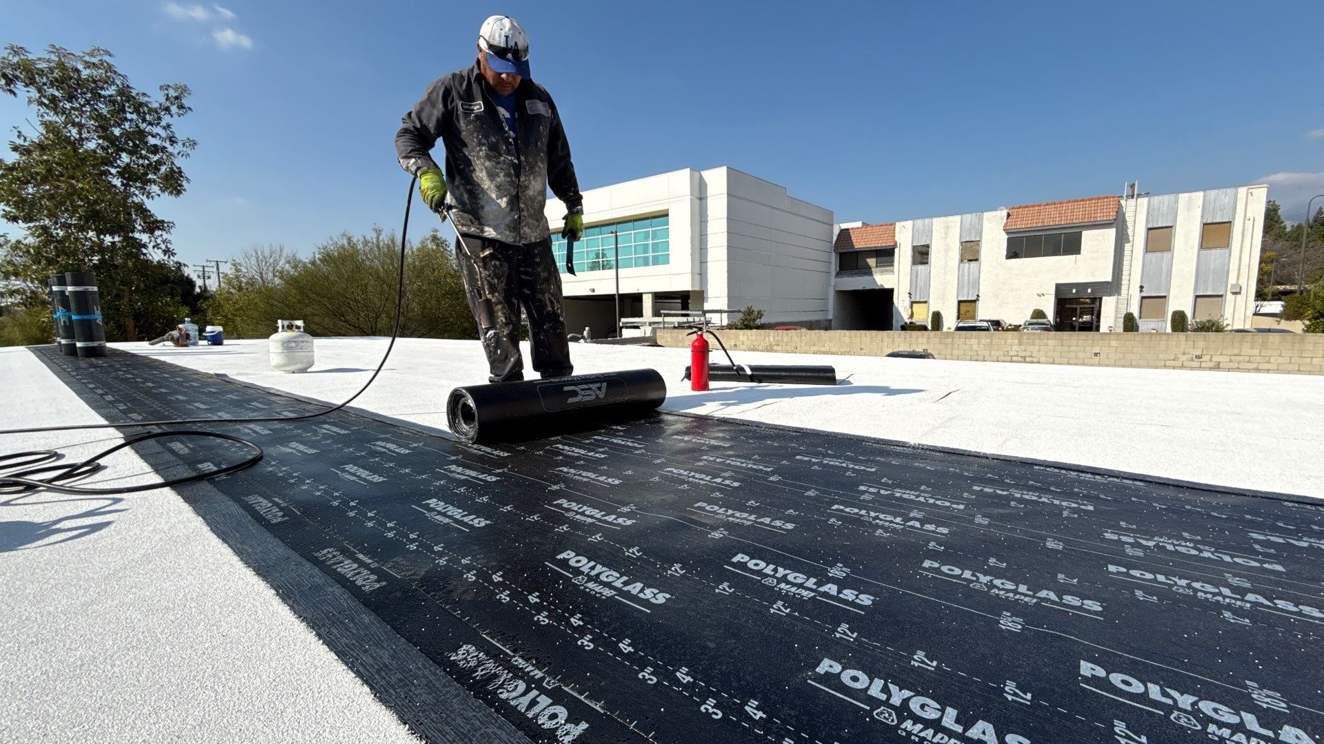 Carport Modified Bitumen Installation using ASC Modified Bitumen Roofing System by Hull Brothers Roofing
