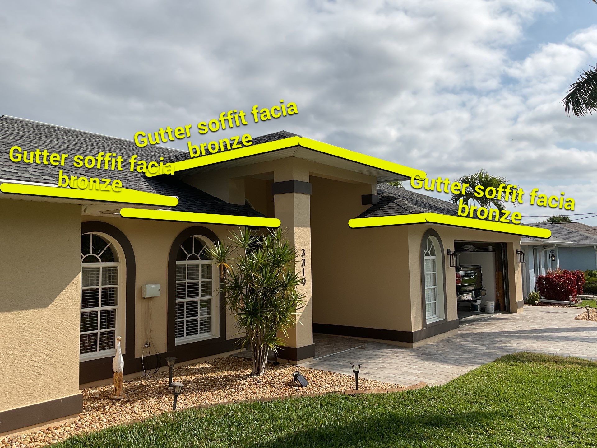 Musket Brown Gutter Installation and Soffit Fascia in Cape Coral FL by Gutter Professors