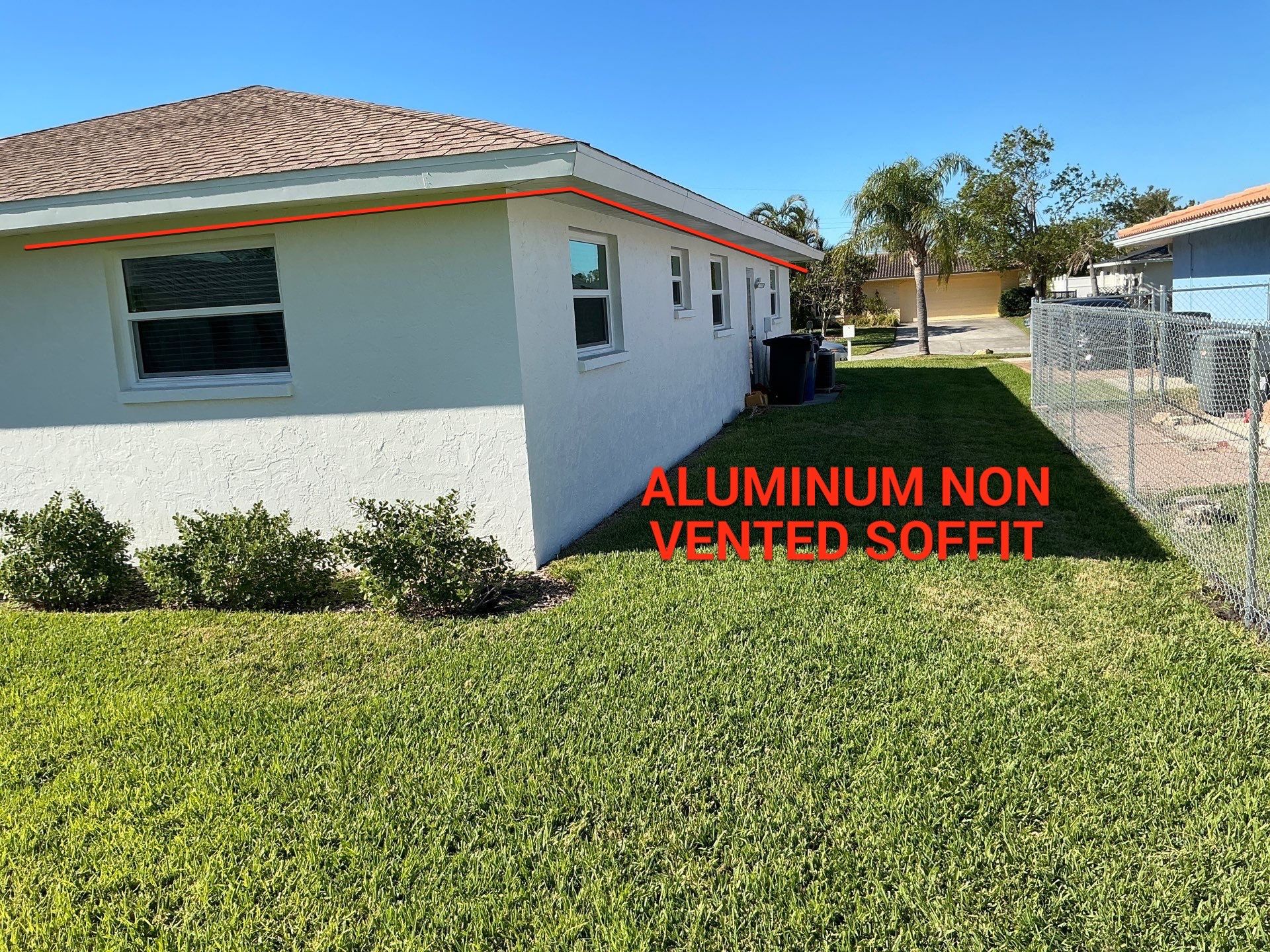 Aluminum White Soffit Installation in Sarasota FL by Gutter Professors