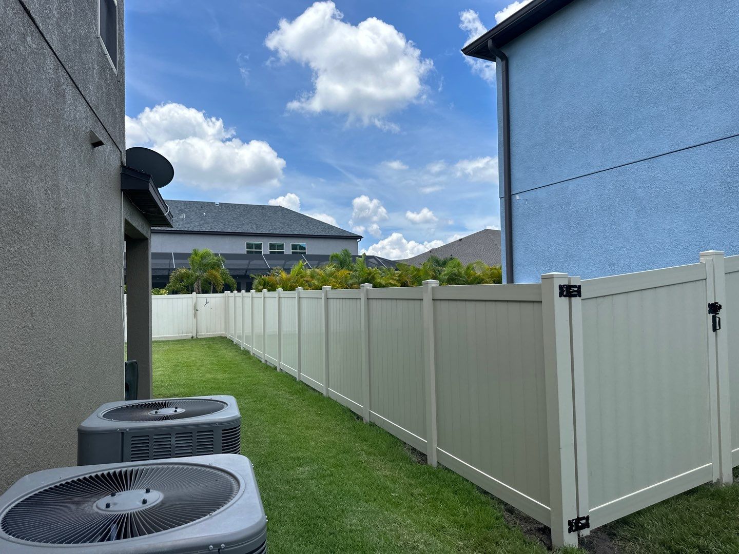 Vinyl Fence Installation using Tan Vinyl Privacy Fence by Asap fence and gates, LLC