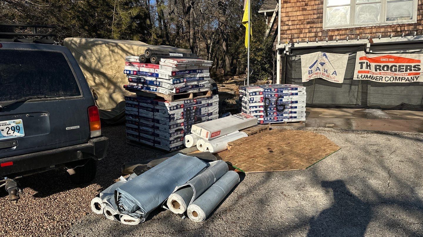 Roof Replacement on a private lake near Ardmore by BANA Roofing and Solar Supply