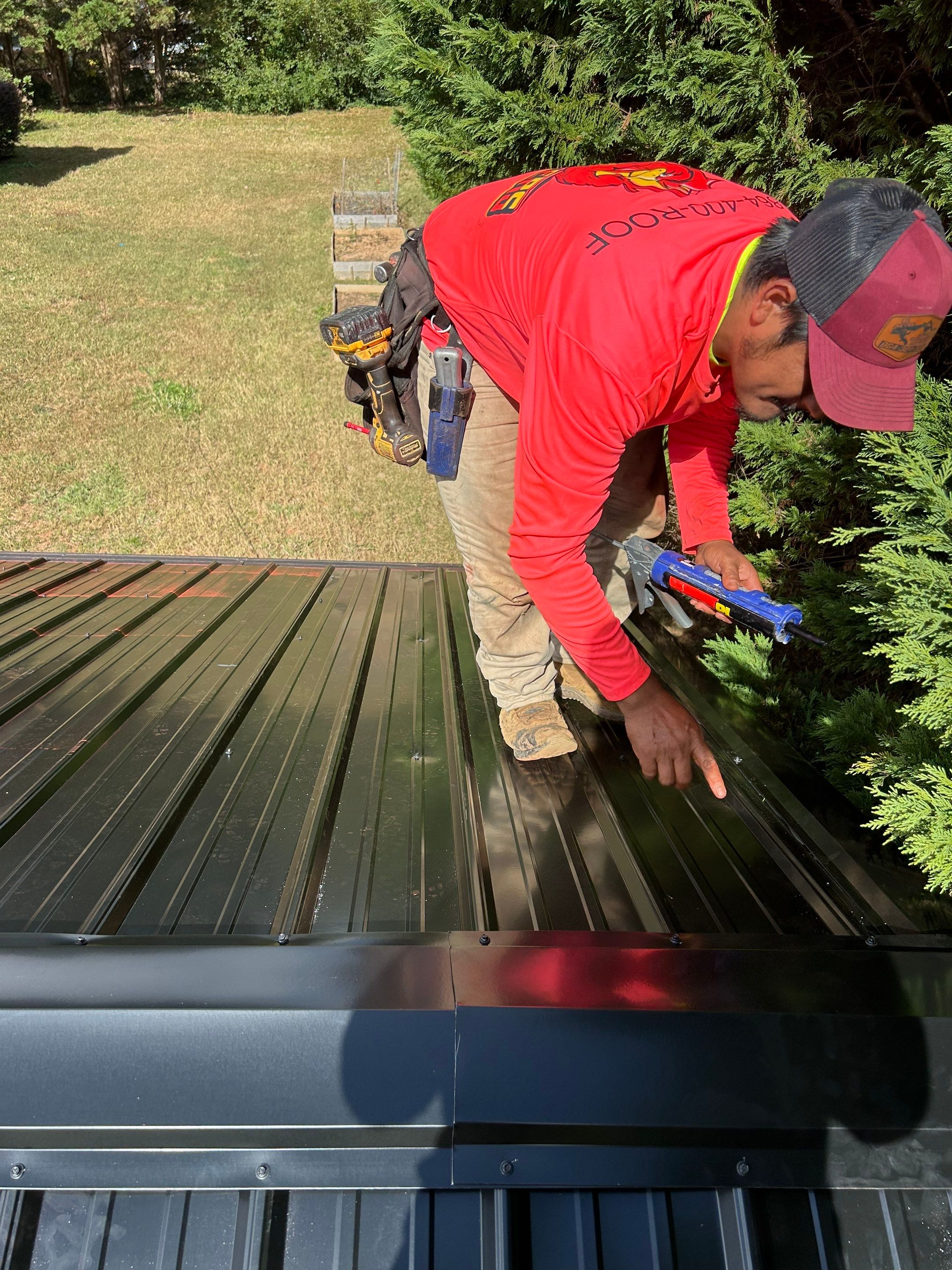 Storm Damage Repair and Garage Metal Roof Install  by Roofsters