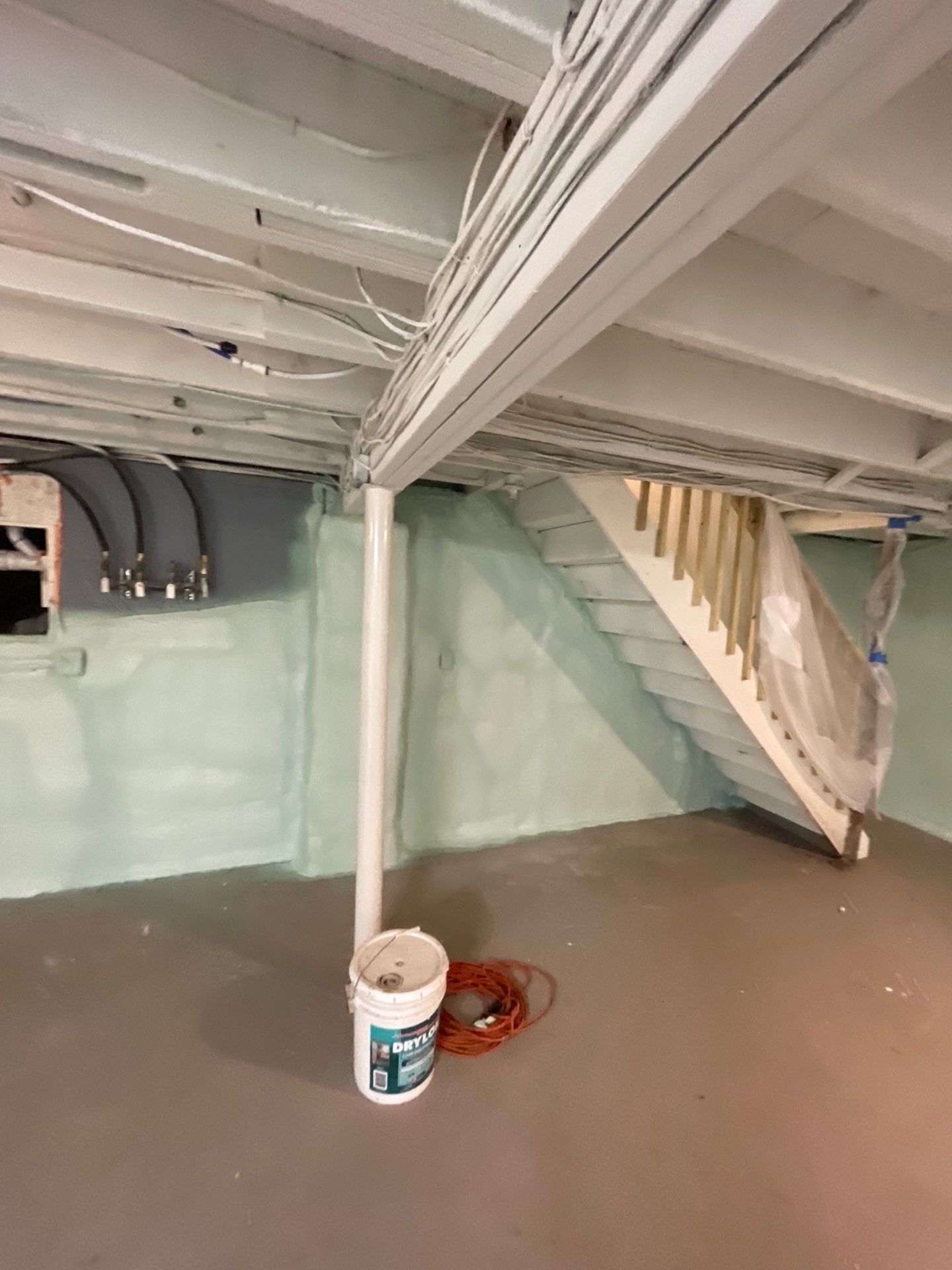 Basement Exterior Walls using Closed Cell Spray Foam by NYS Foam & Energy
