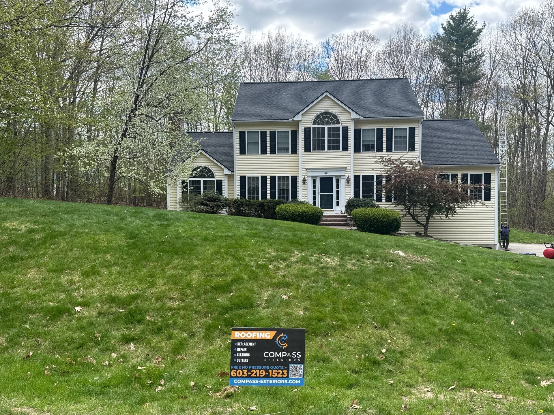 Roof Replacement, Shutter Upgrade & Siding Repairs Near North Road in Brentwood, NH by Compass exteriors