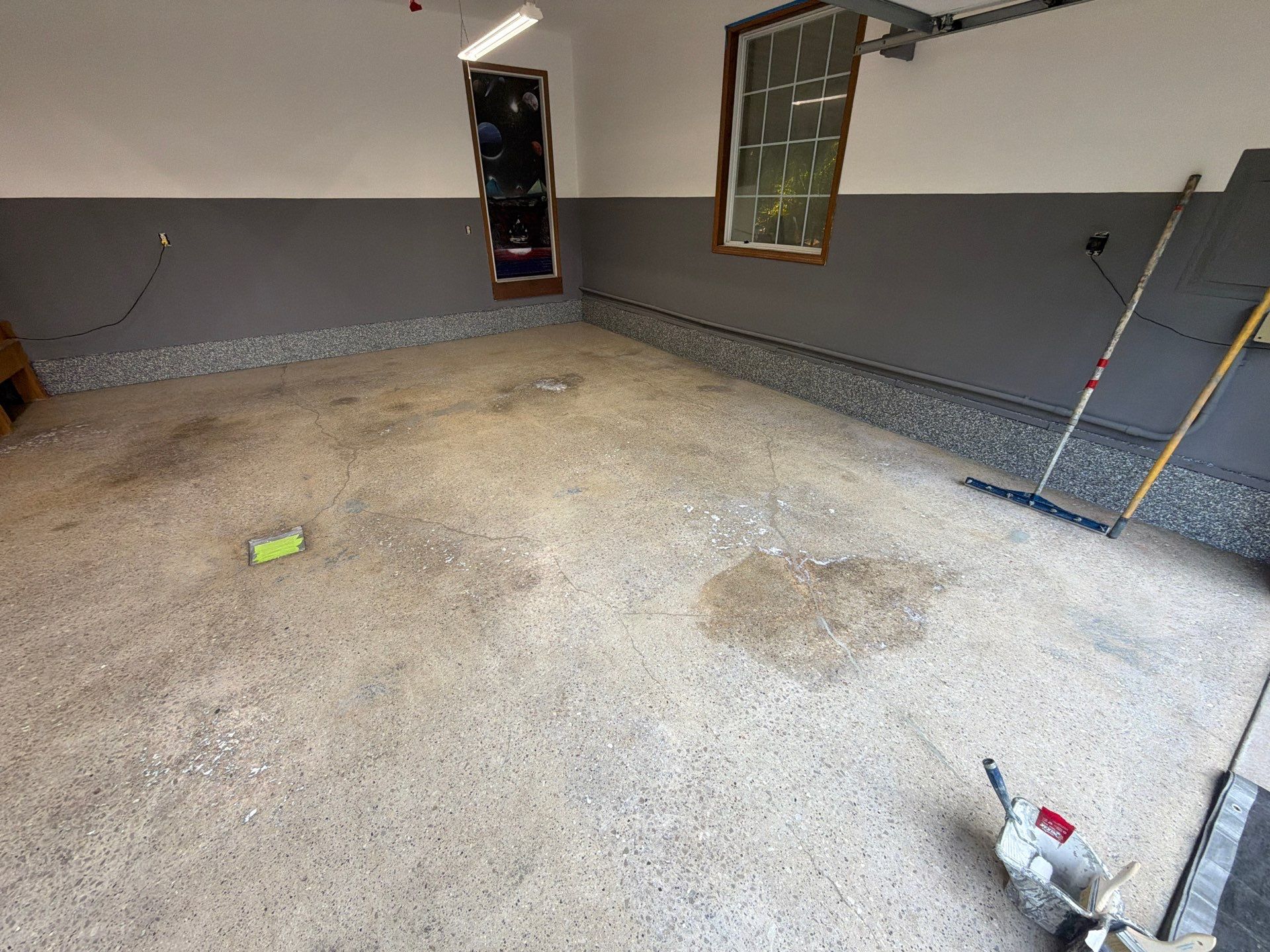 Weathered Gray Epoxy Flake Floor Installation in Muskegon by Gordon Painting