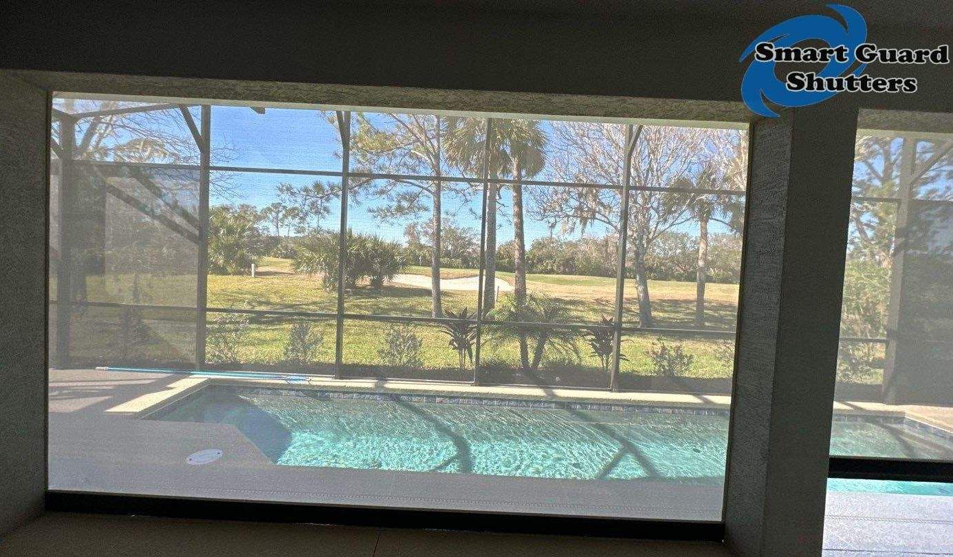 Hurricane Screen in White/Birch by Smart Guard Shutters