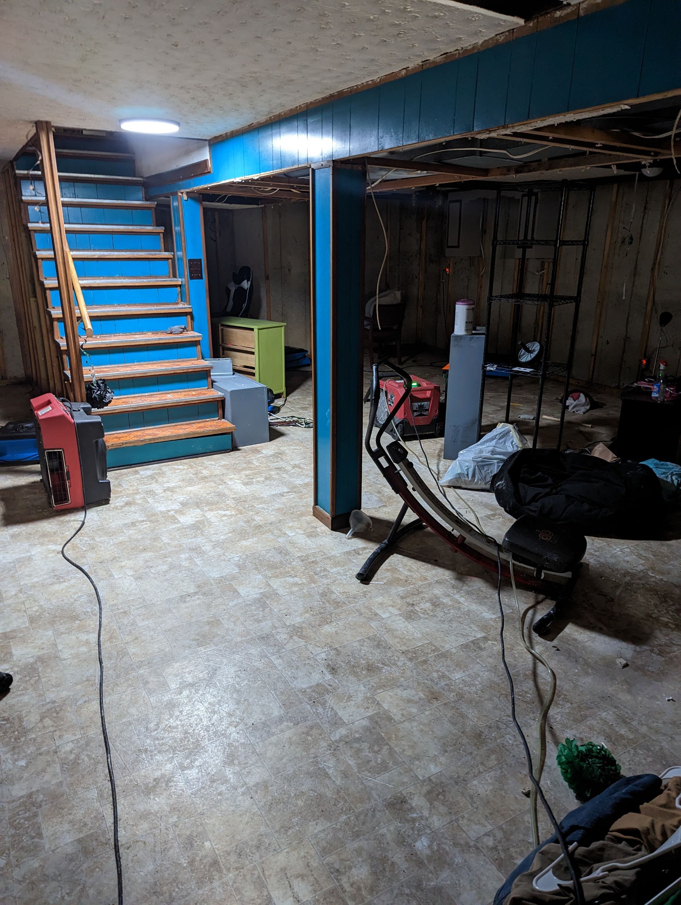 Water Damage in from upstairs sewage backup.  by ANR Restoration