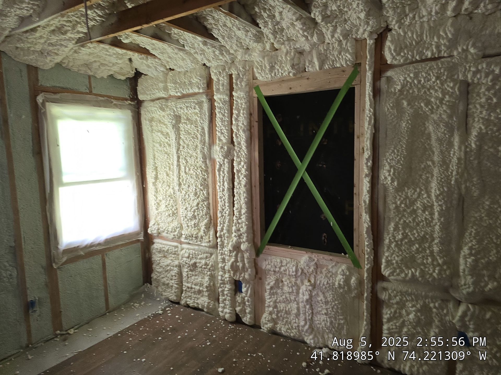 Master bedroom Exterior Walls using open cell spray foam by NYS Foam & Energy