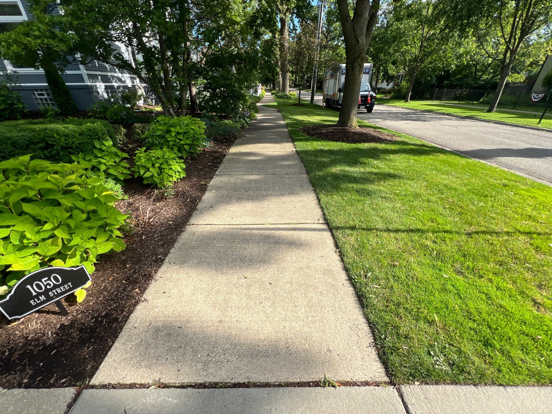 concrete cleaning using Algaecide, soft wash soap by Northern Power Washing LLC.
