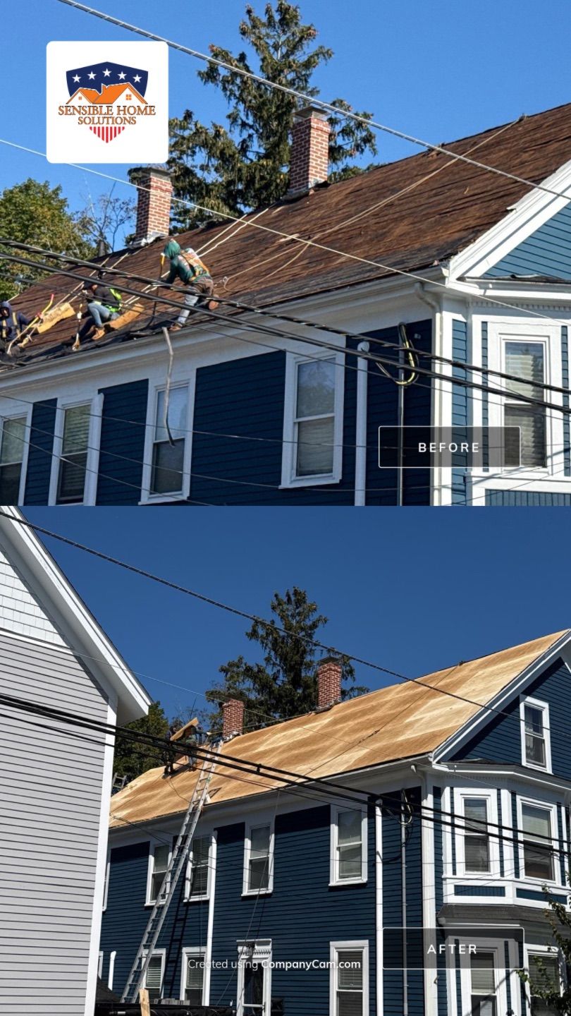 Half Roof Replacement for Solar Installation – Townhouse with New Plywood Decking by Sensible Home Solutions