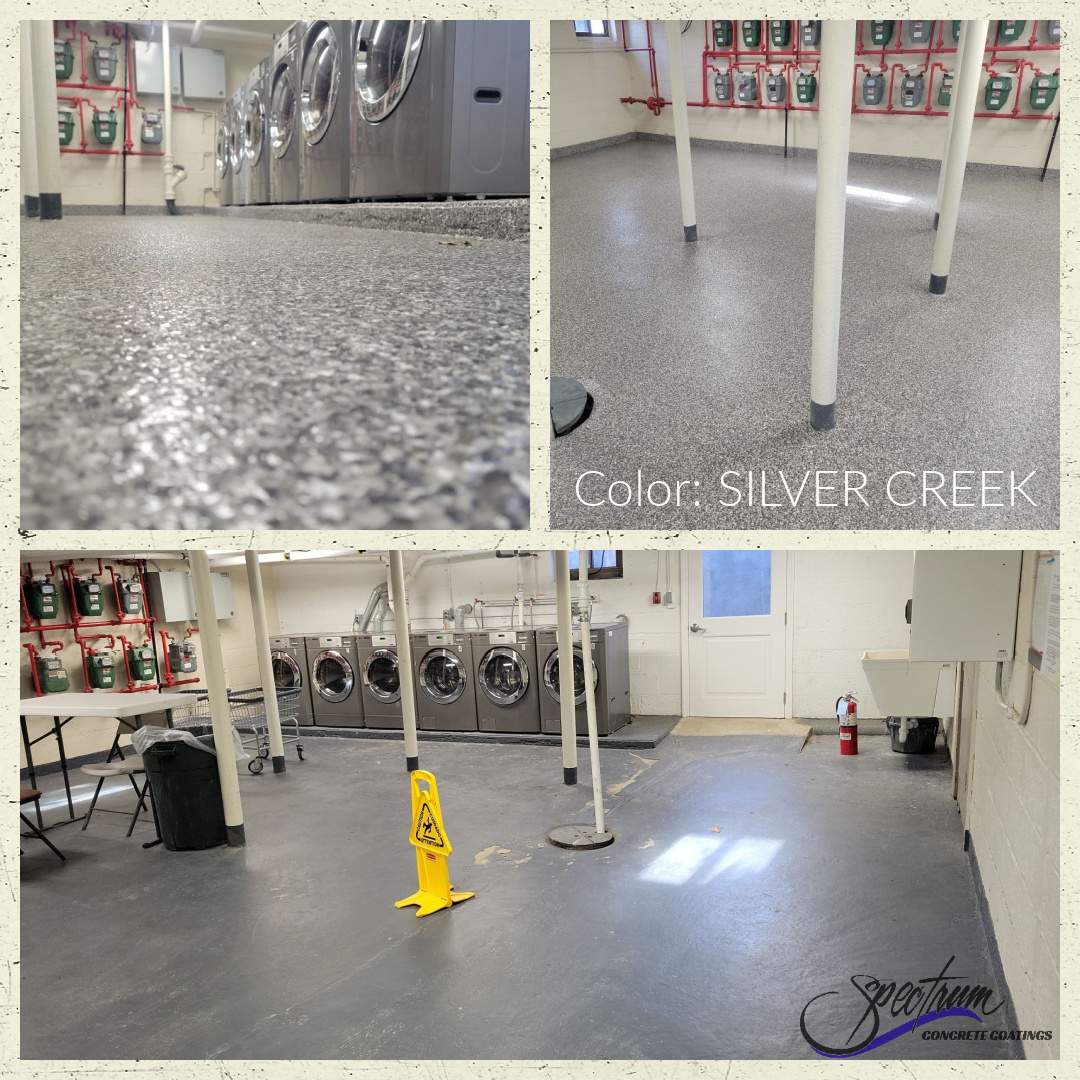 Laundry Room Floor Coating using Penntek- Silver Creek by Spectrum Painting, LLC