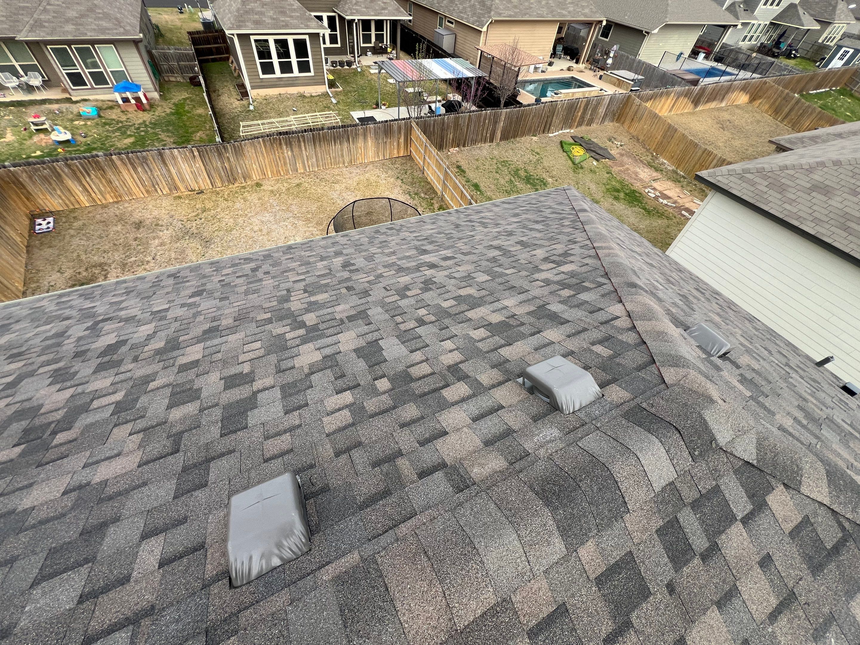 Residential Roofing Installation using IKO Dynasty Class 3 Impact Resistant 30YR Architectural Shingles. Color: Driftshake by WR Roofing Solutions