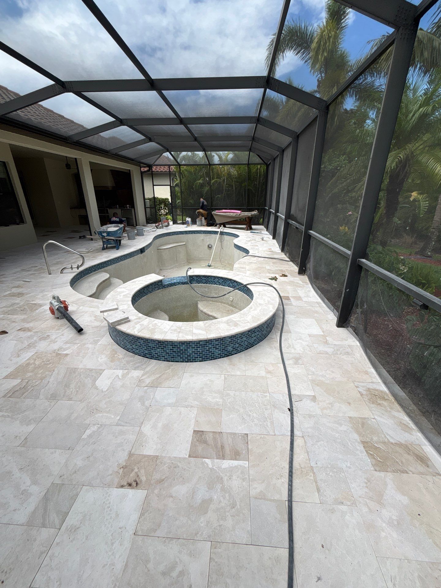 Textured Marble Pool Deck - Bonita National Golf & Country Club by Old Town Pavers Llc