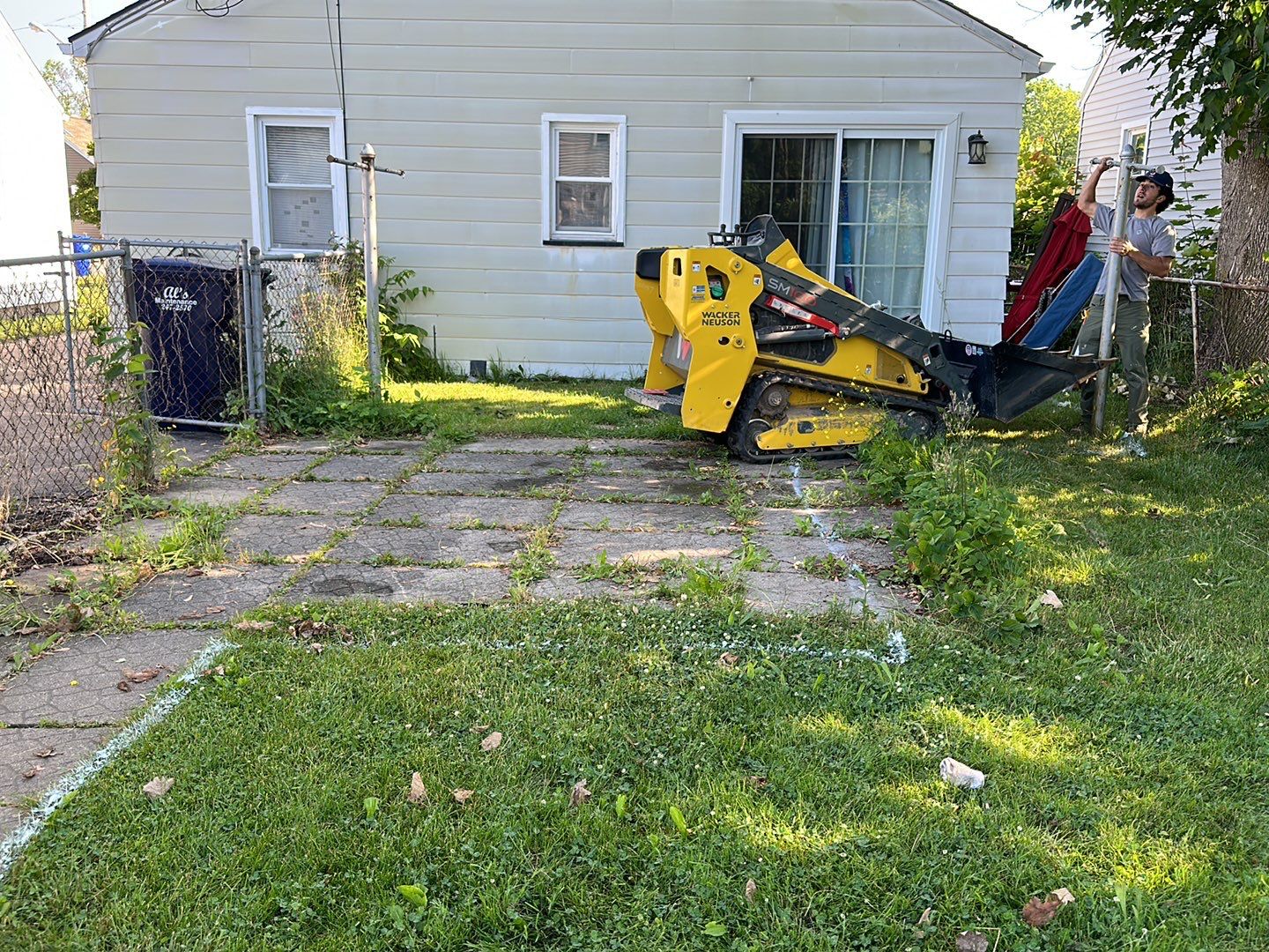 Broom finished patio and garage floor replacement  by NG Masonry & Construction LLC