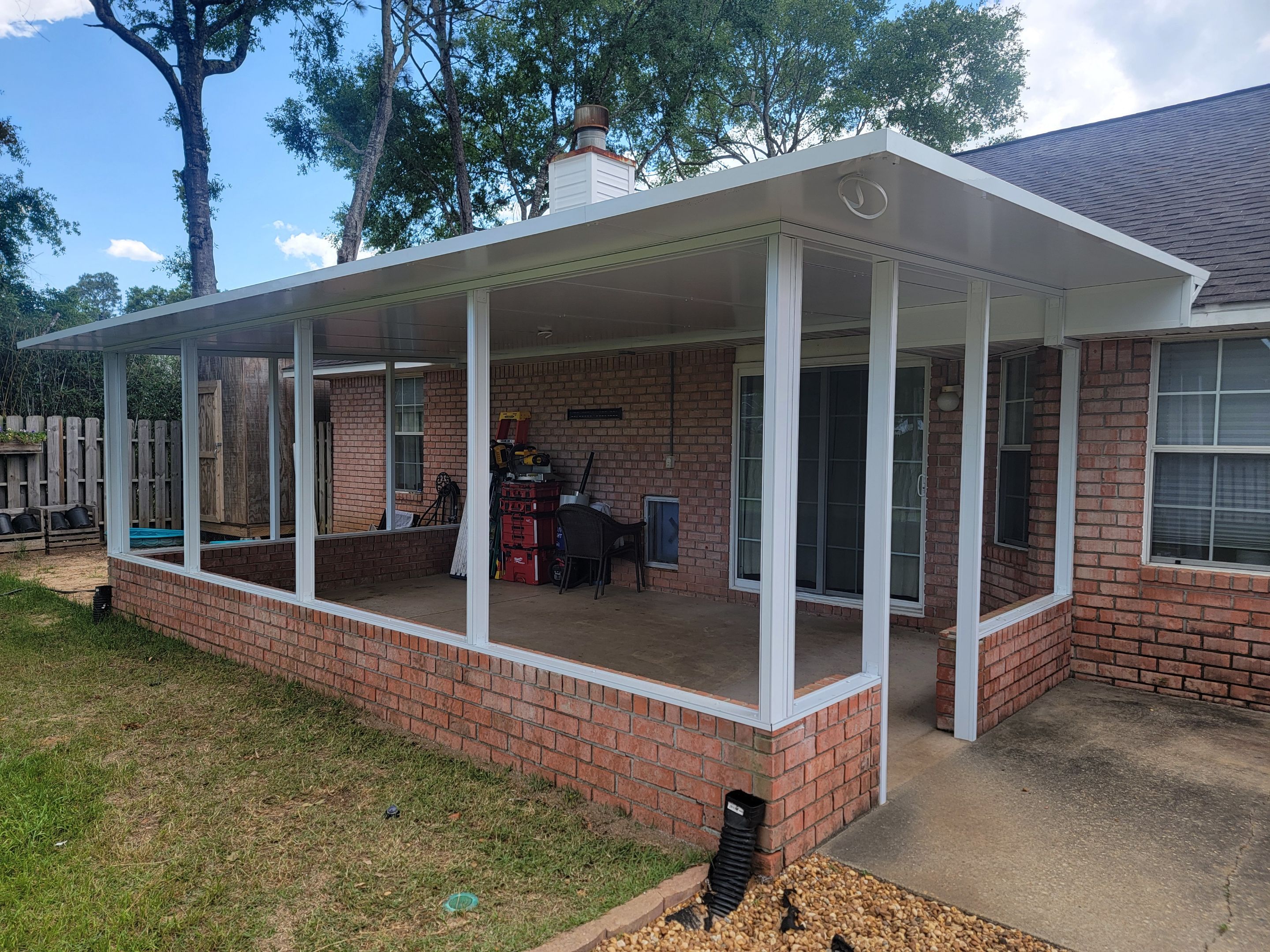 Screen Room in Milton w/Brick Kneewall by Titan Sunrooms