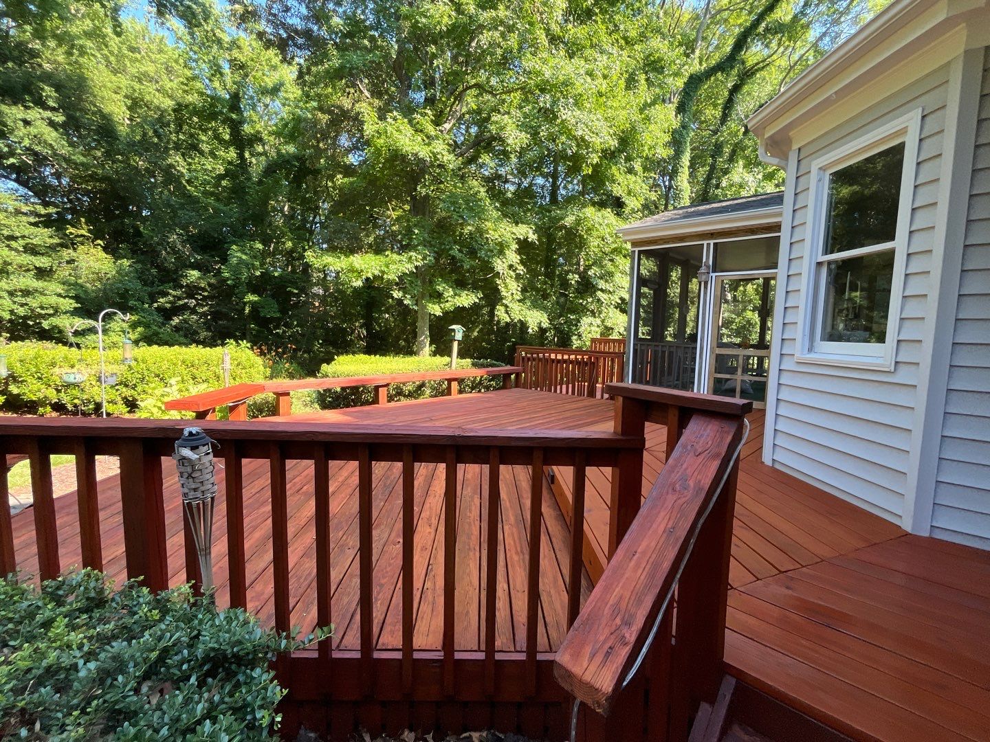 Triple deck re-staining by AKK Painting LLC